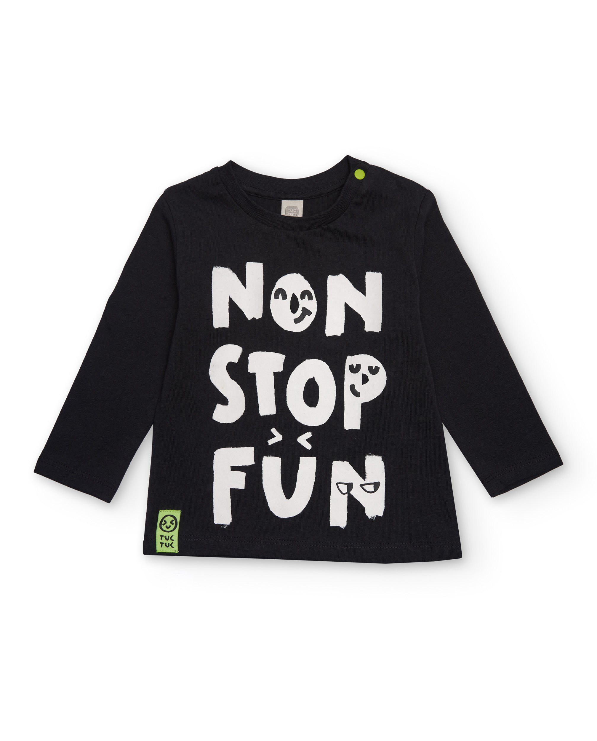 Camiseta de manga larga para niño en negro con estampado gráfico