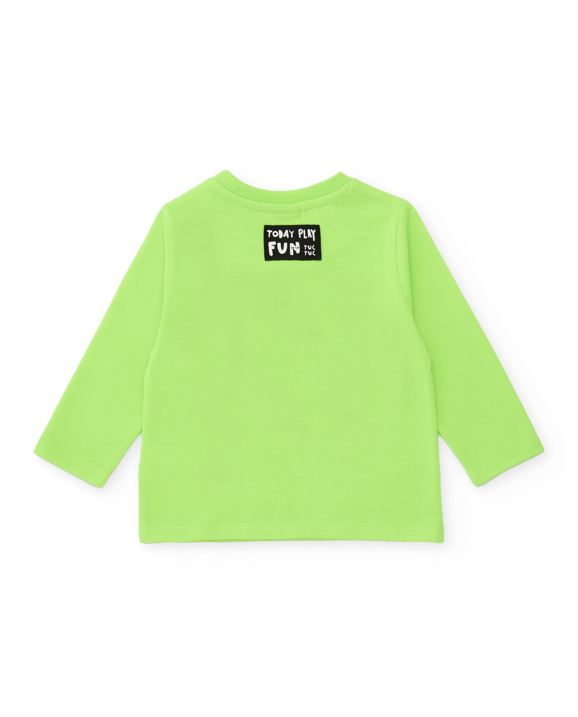 Camiseta de manga larga para niño en verde lima con estampado