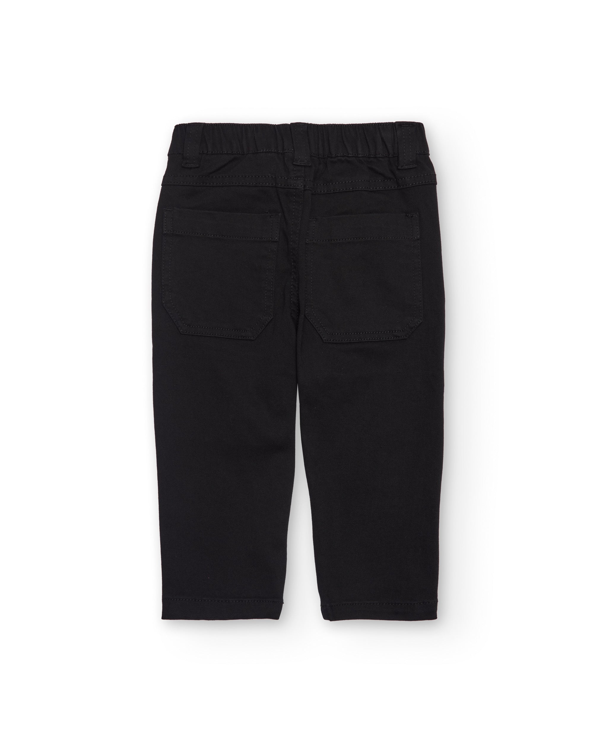 Pantalón largo para niño en color negro con bolsillos traseros