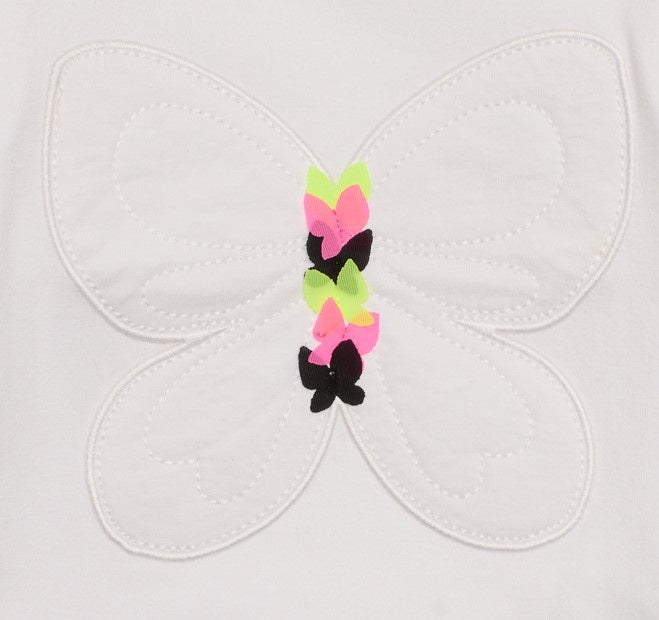 Camiseta niña en blanco con mariposa bordada colección love