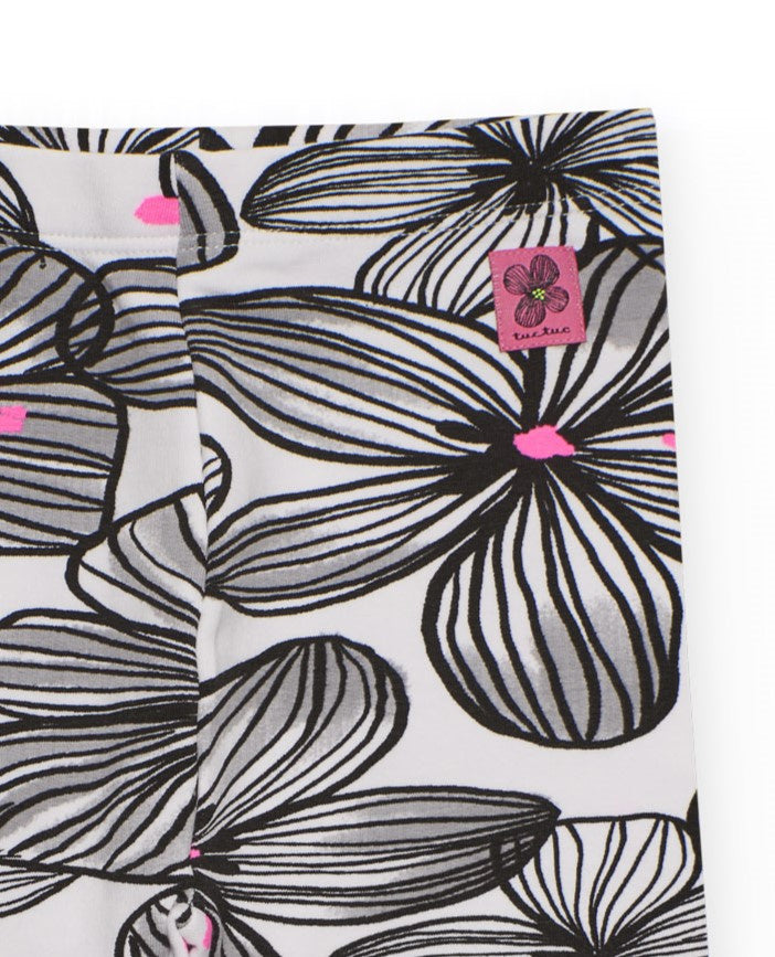 Leggings niña en blanco con estampado floral
