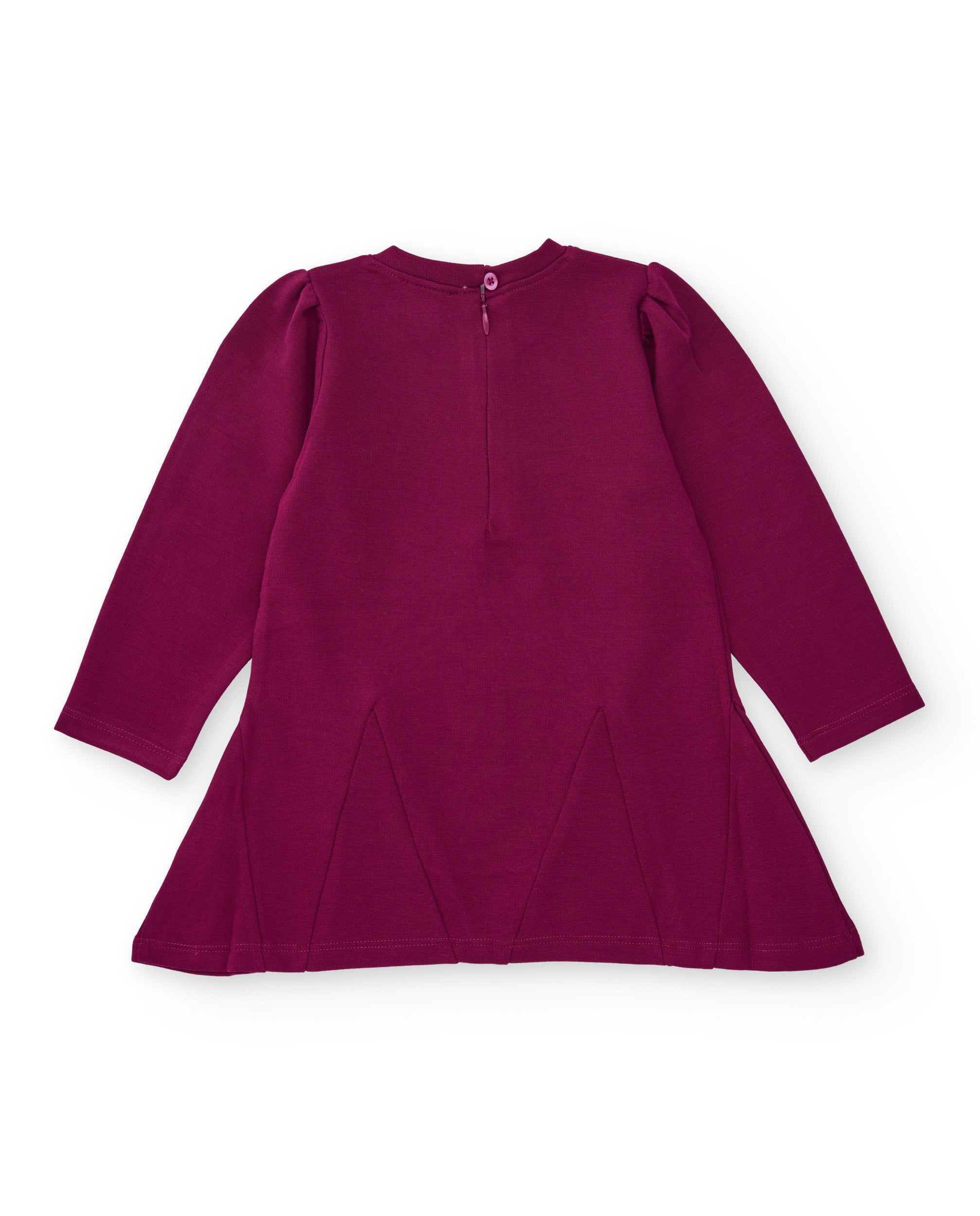 Vestido de felpa para niña en color burdeos con estampado de