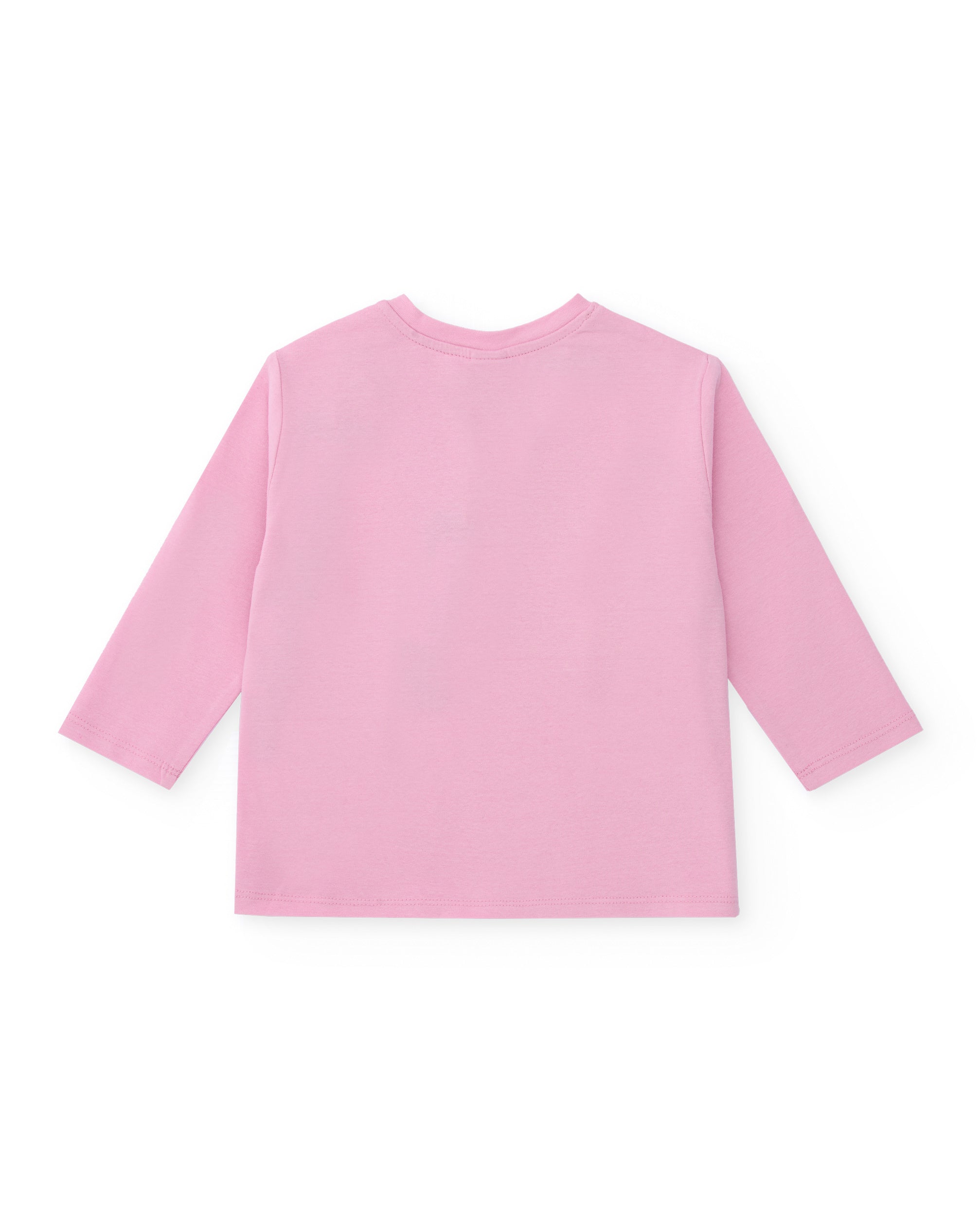 Camiseta de manga larga para niña en rosa con estampado de