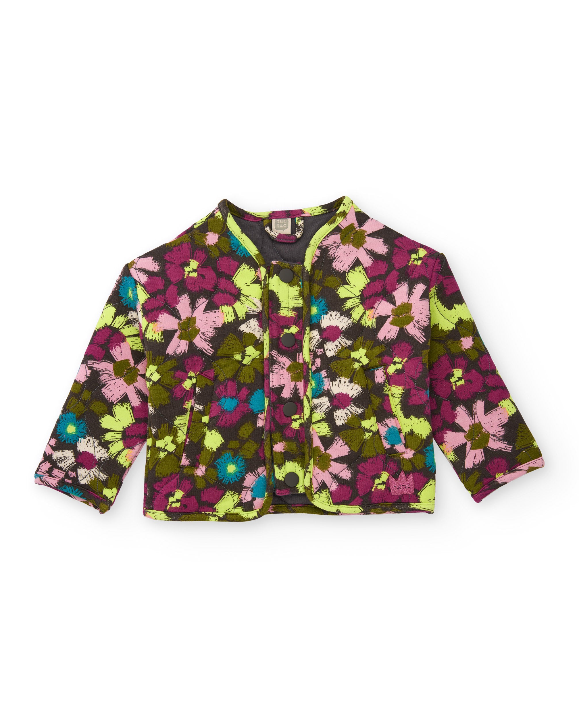 Chaqueta de punto para niña con estampado floral multicolor