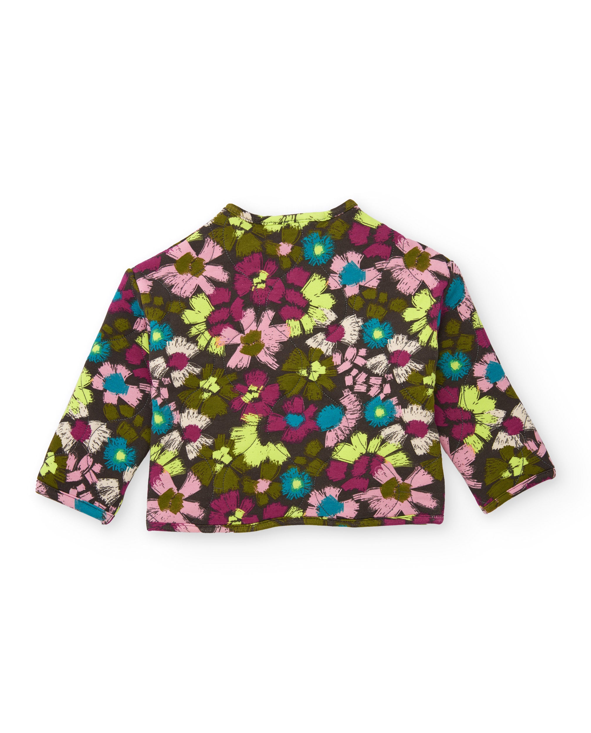 Chaqueta de punto para niña con estampado floral multicolor