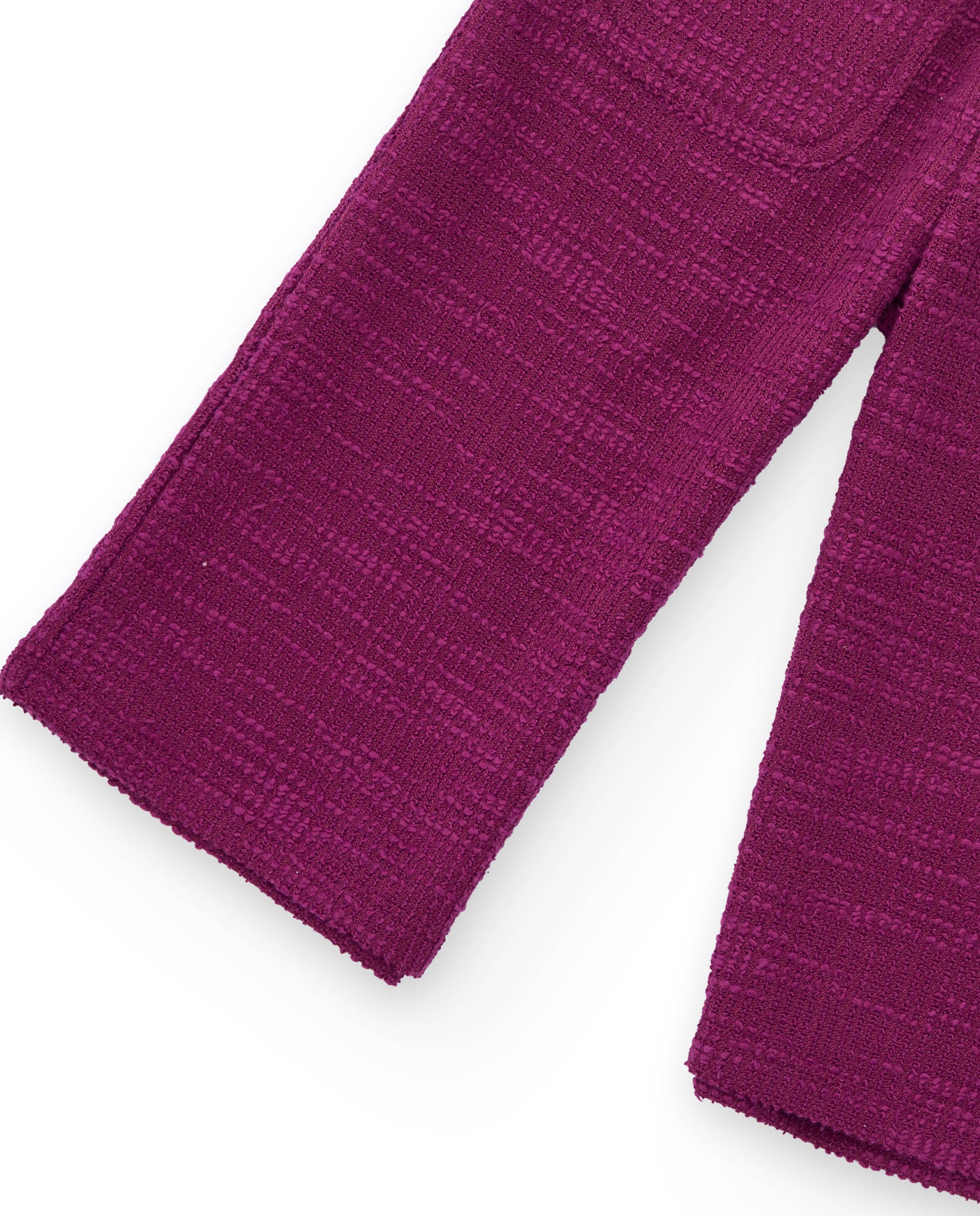 Pantalón ancho de felpa para niña en burdeos con bordado de