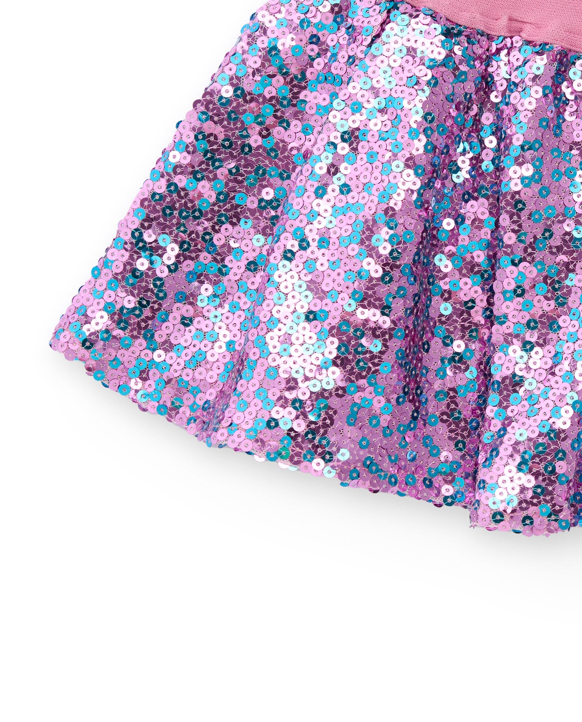 Falda de lentejuelas para niña en rosa con brillo multicolor