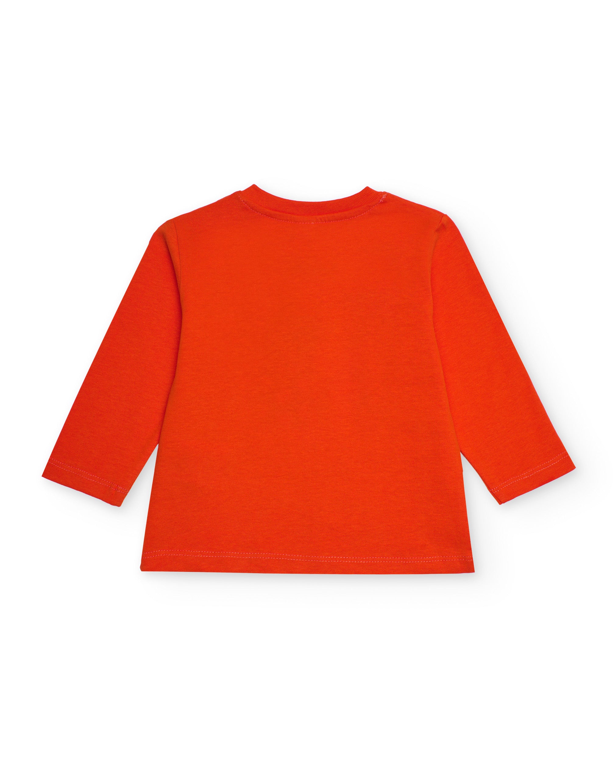 Camiseta para niño de manga larga en rojo con estampado rockero