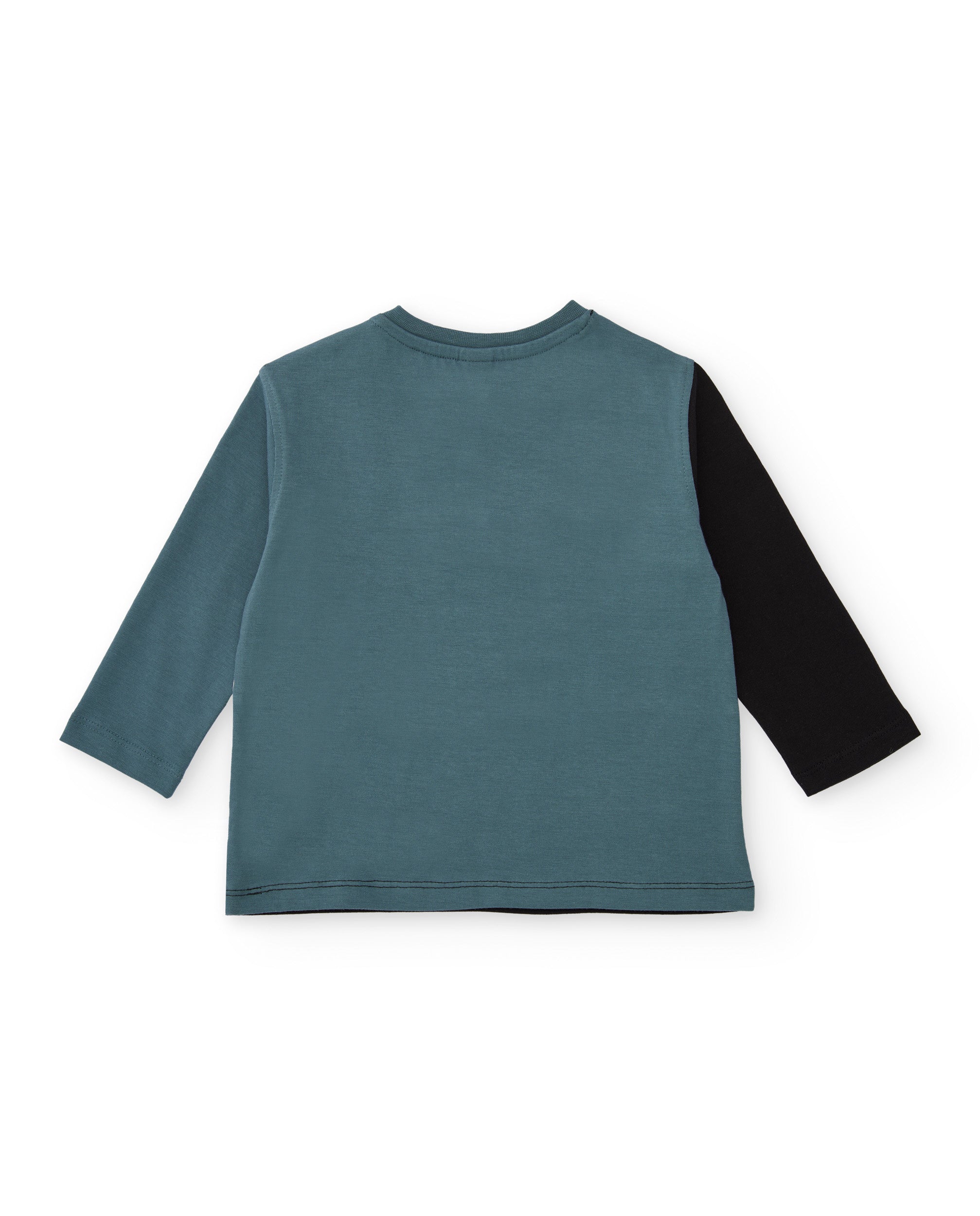 Camiseta de manga larga para niño en azul petróleo con