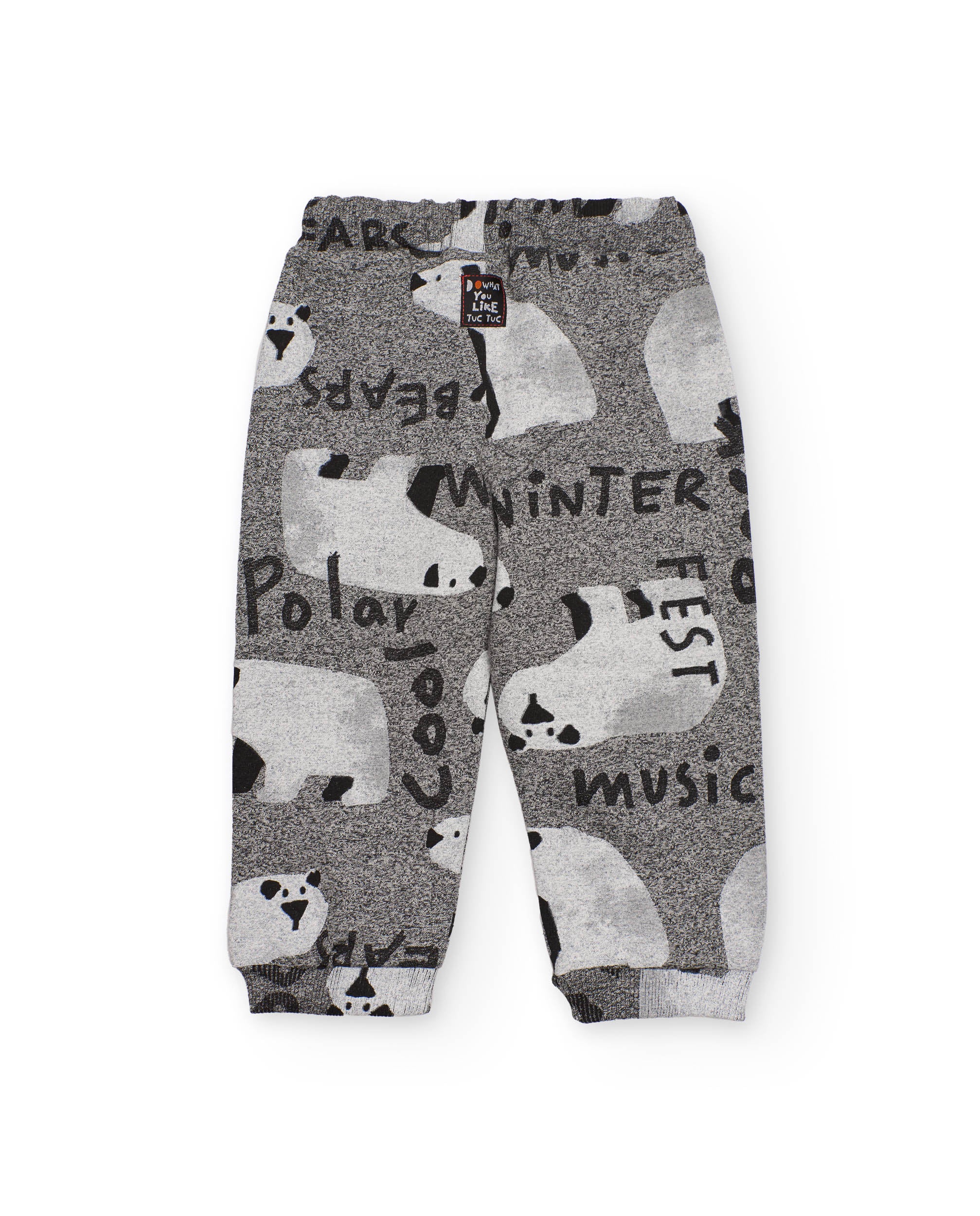 Pantalón jogger para niño en gris con estampado de osos polares