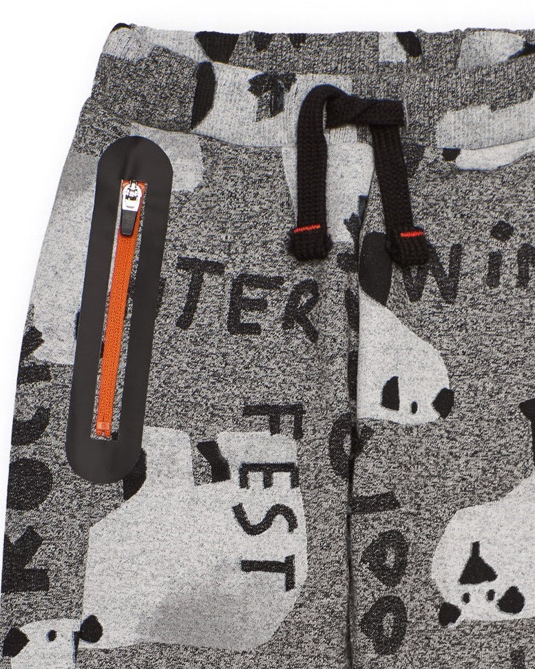 Pantalón jogger para niño en gris con estampado de osos polares