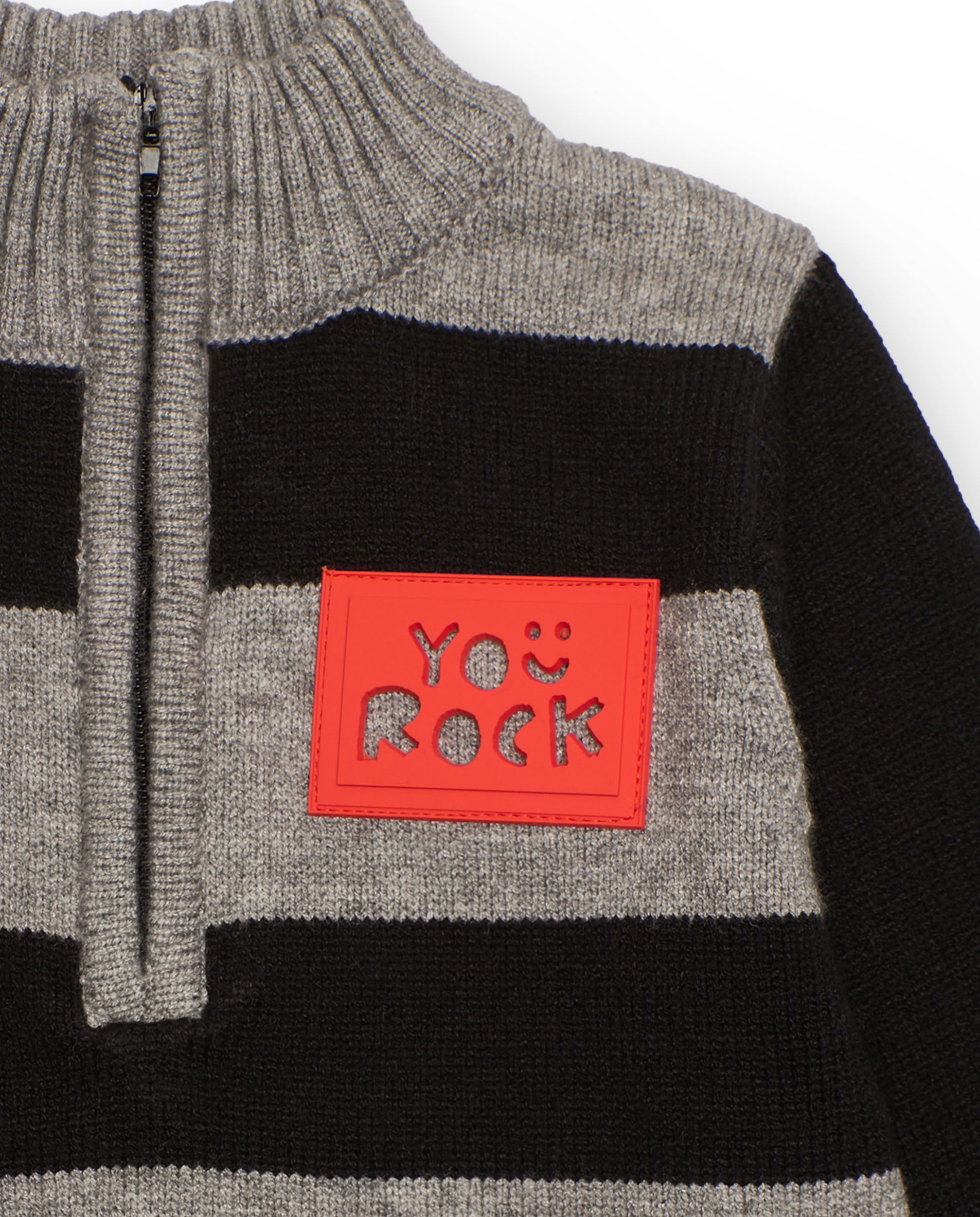 Jersey de punto para niño a rayas con cremallera