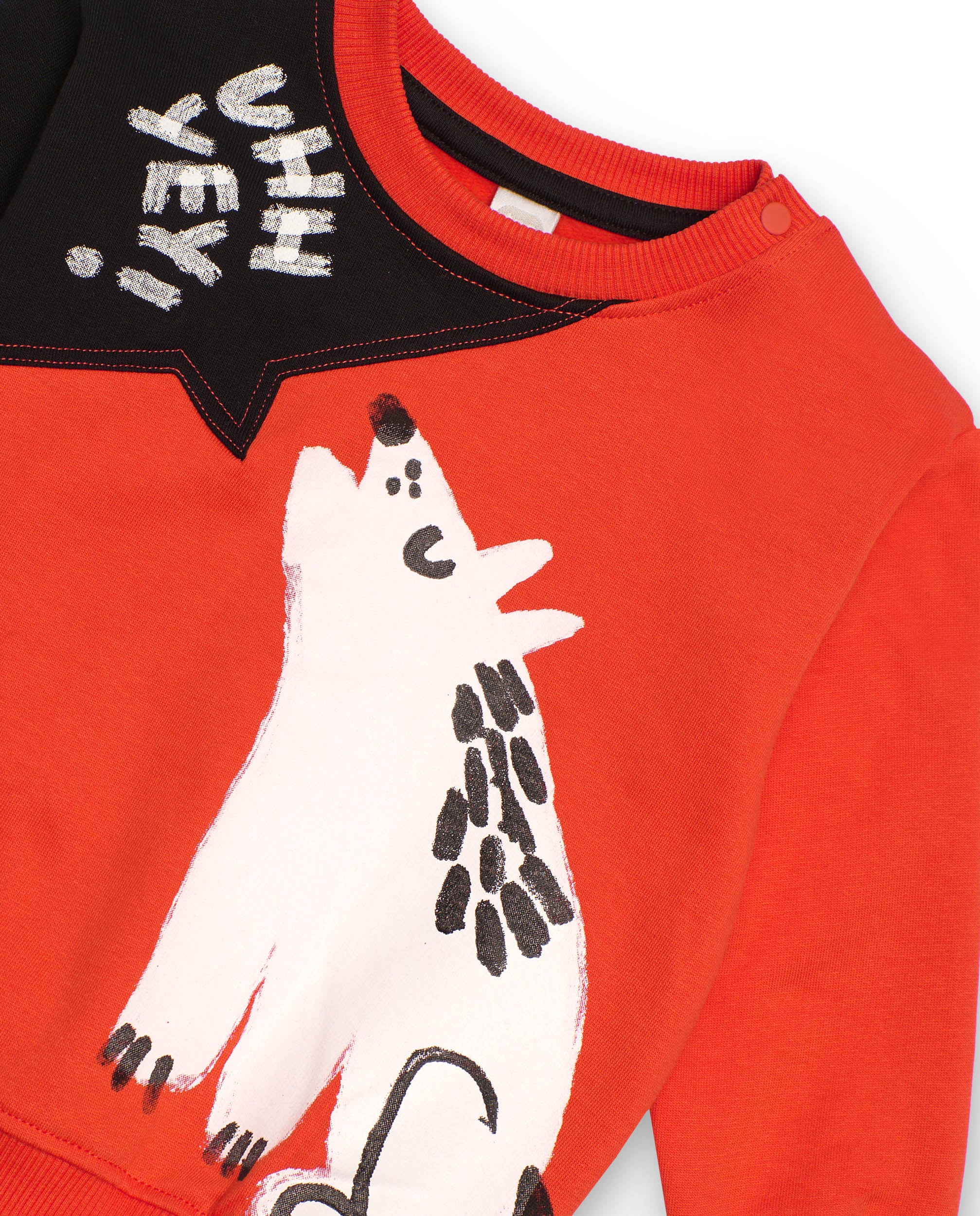 Conjunto para niño en negro y naranja con estampado de lobo