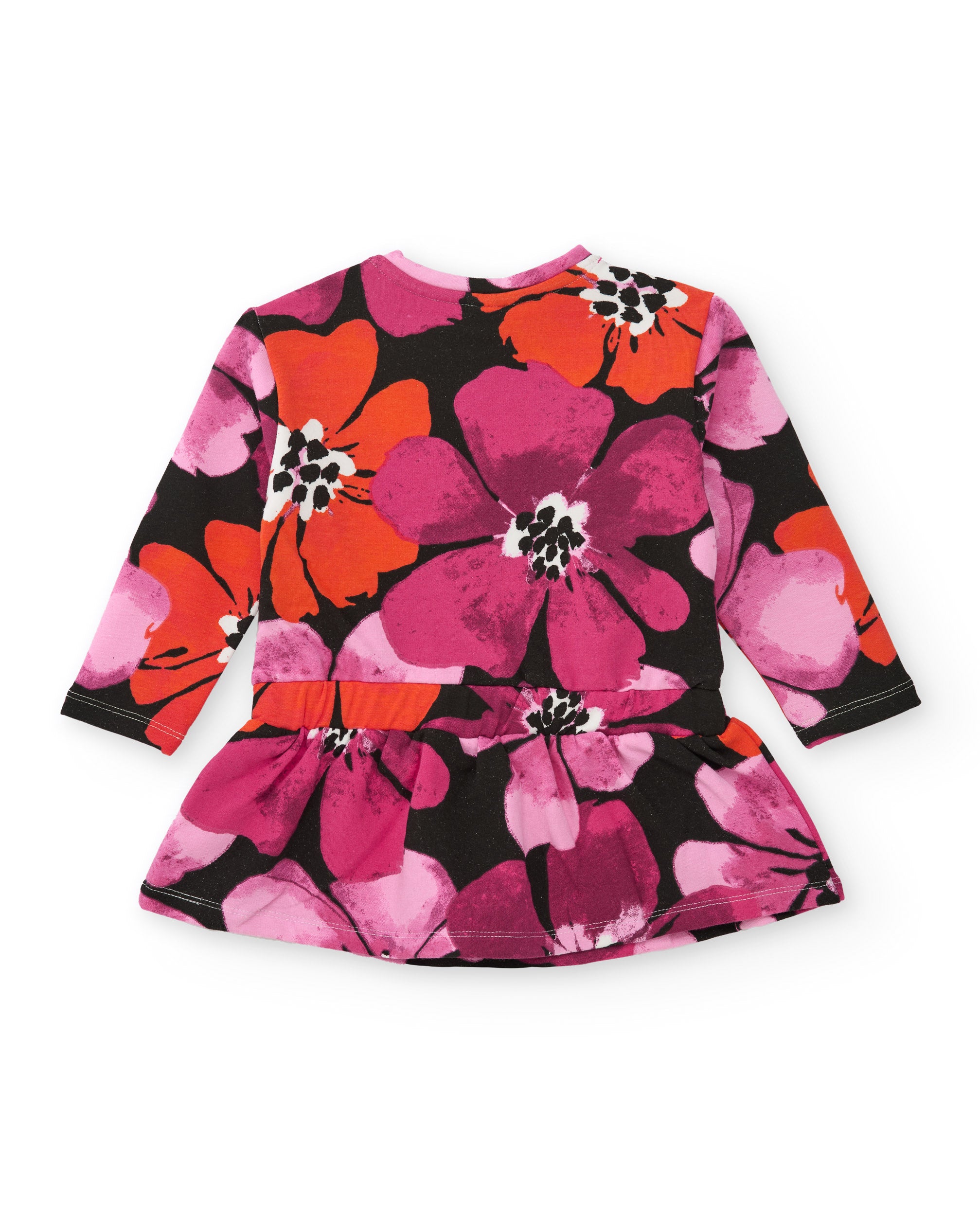 Vestido de niña con estampado floral en fuccia