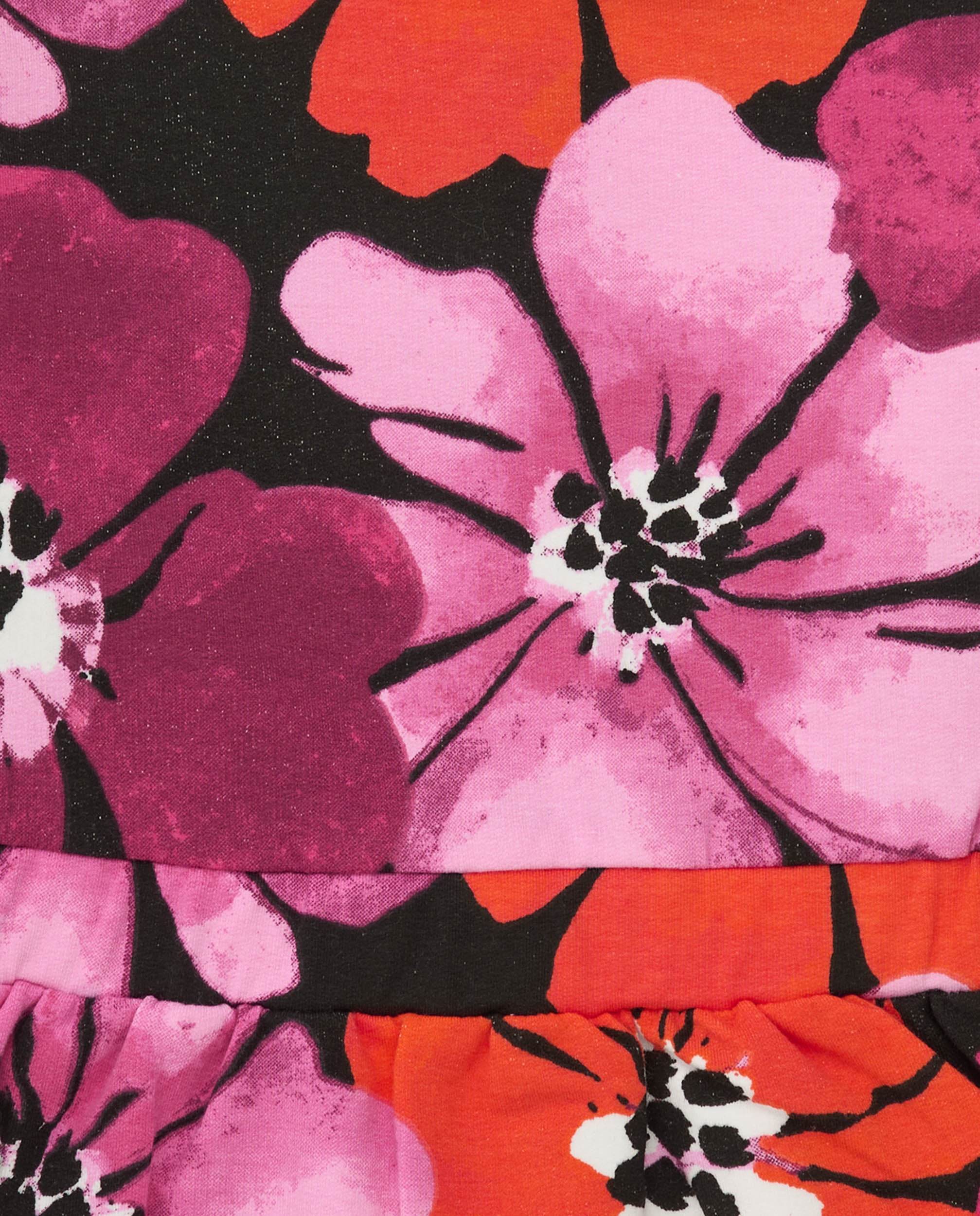 Vestido de niña con estampado floral en fuccia