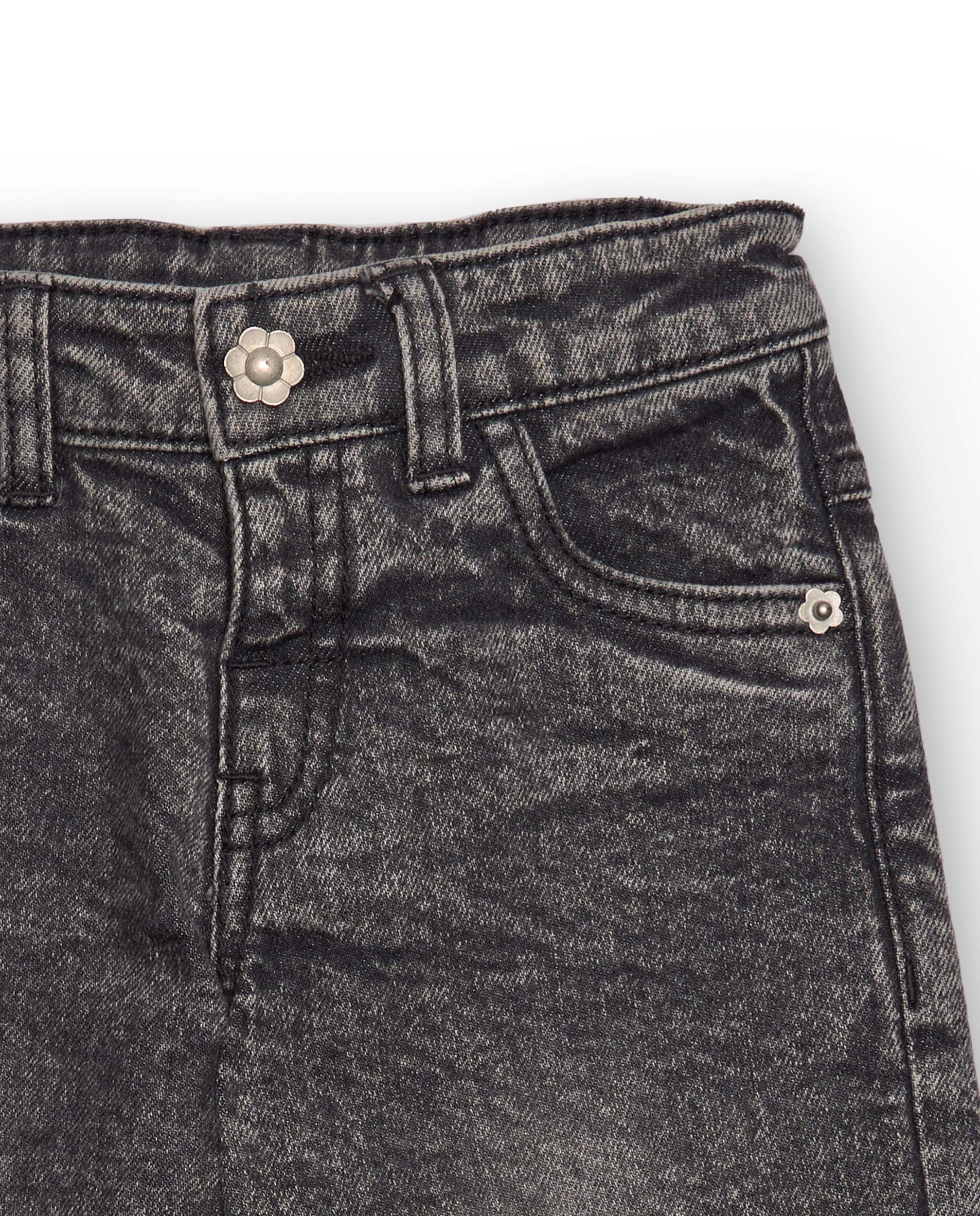 Pantalón largo denim de niña en gris lavado