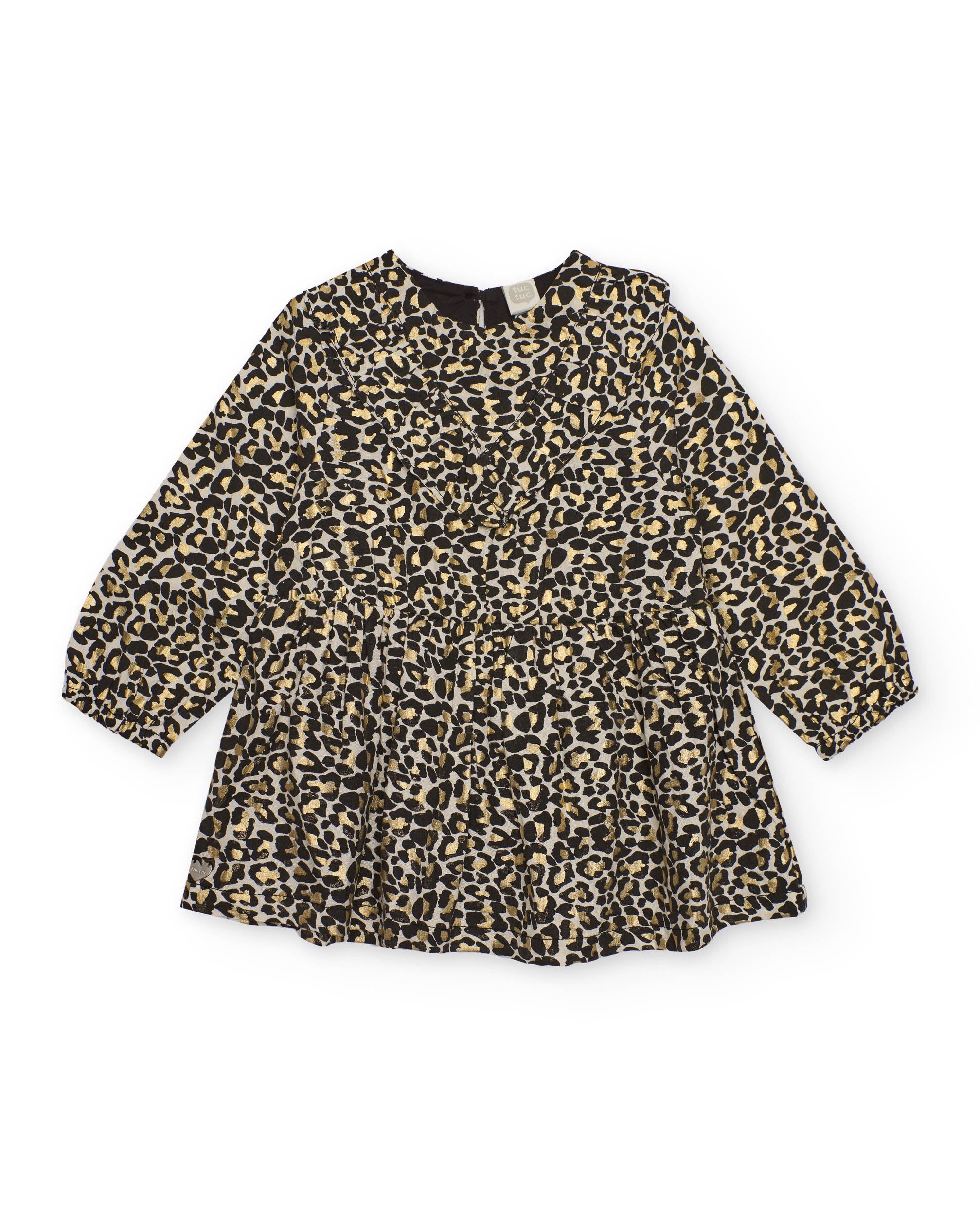 Vestido de niña con estampado animal en tonos tierra