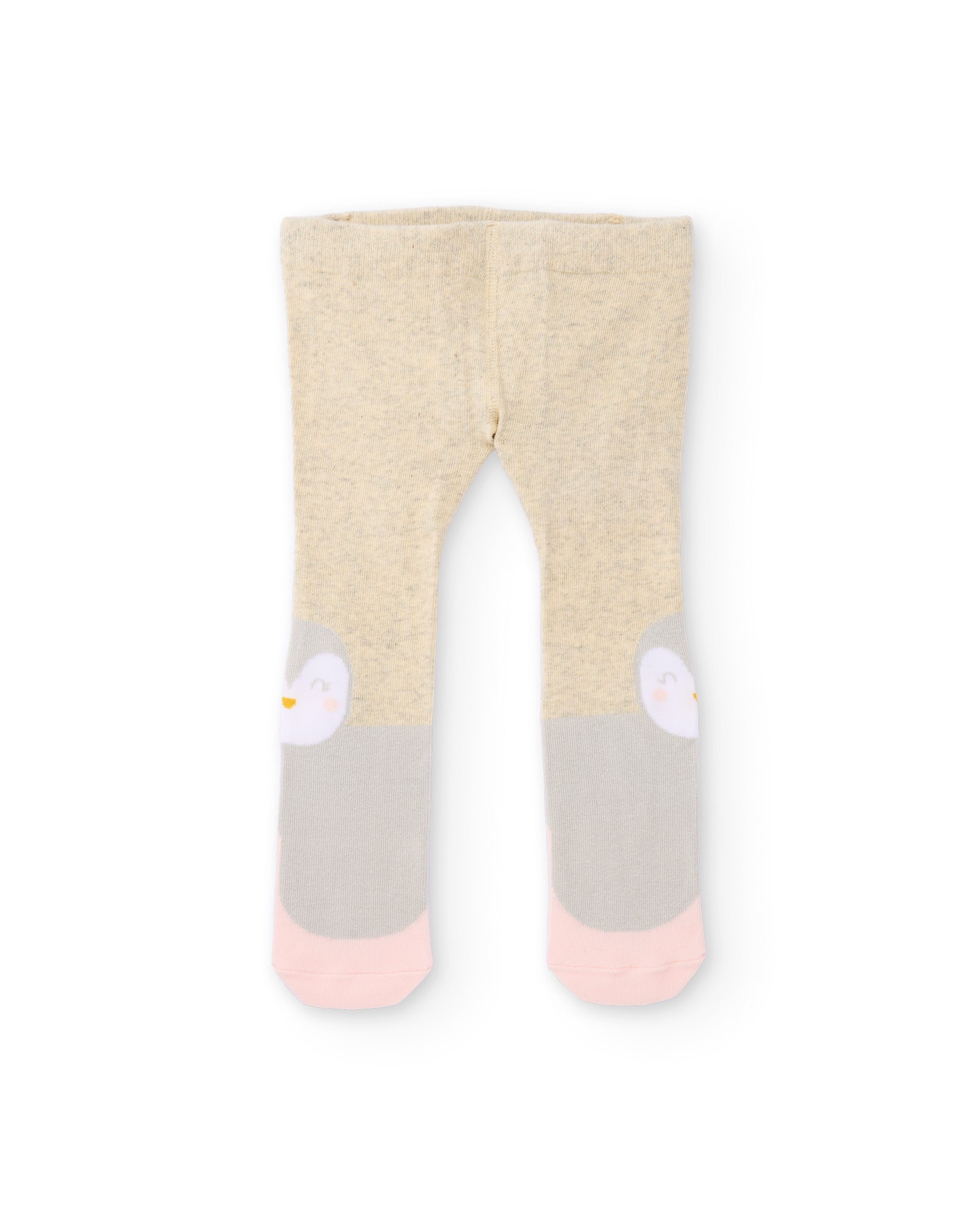 Leotardo de recién nacido en beige con diseño de pingüino