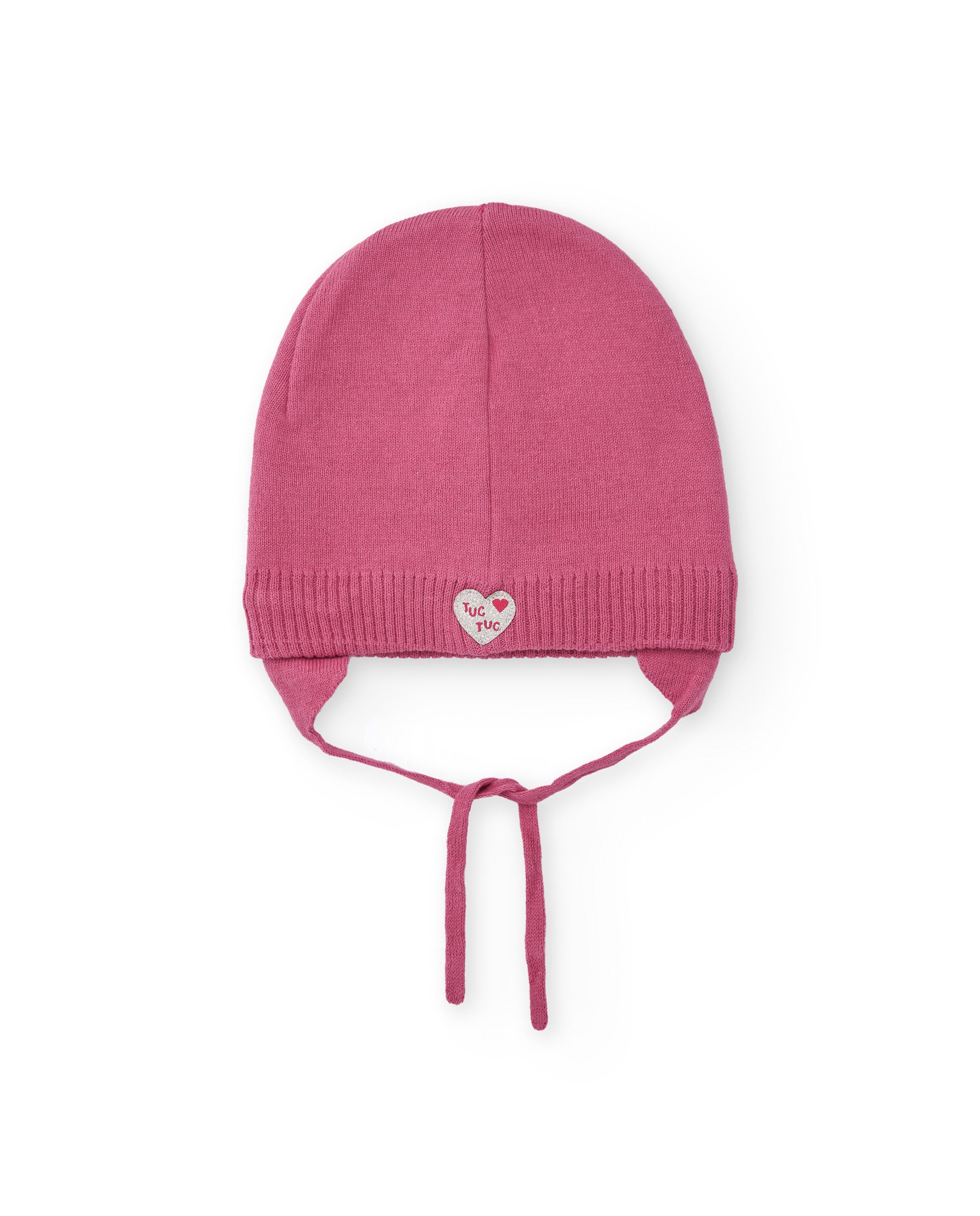 Gorro de punto para recién nacido en rosa con diseño de cara