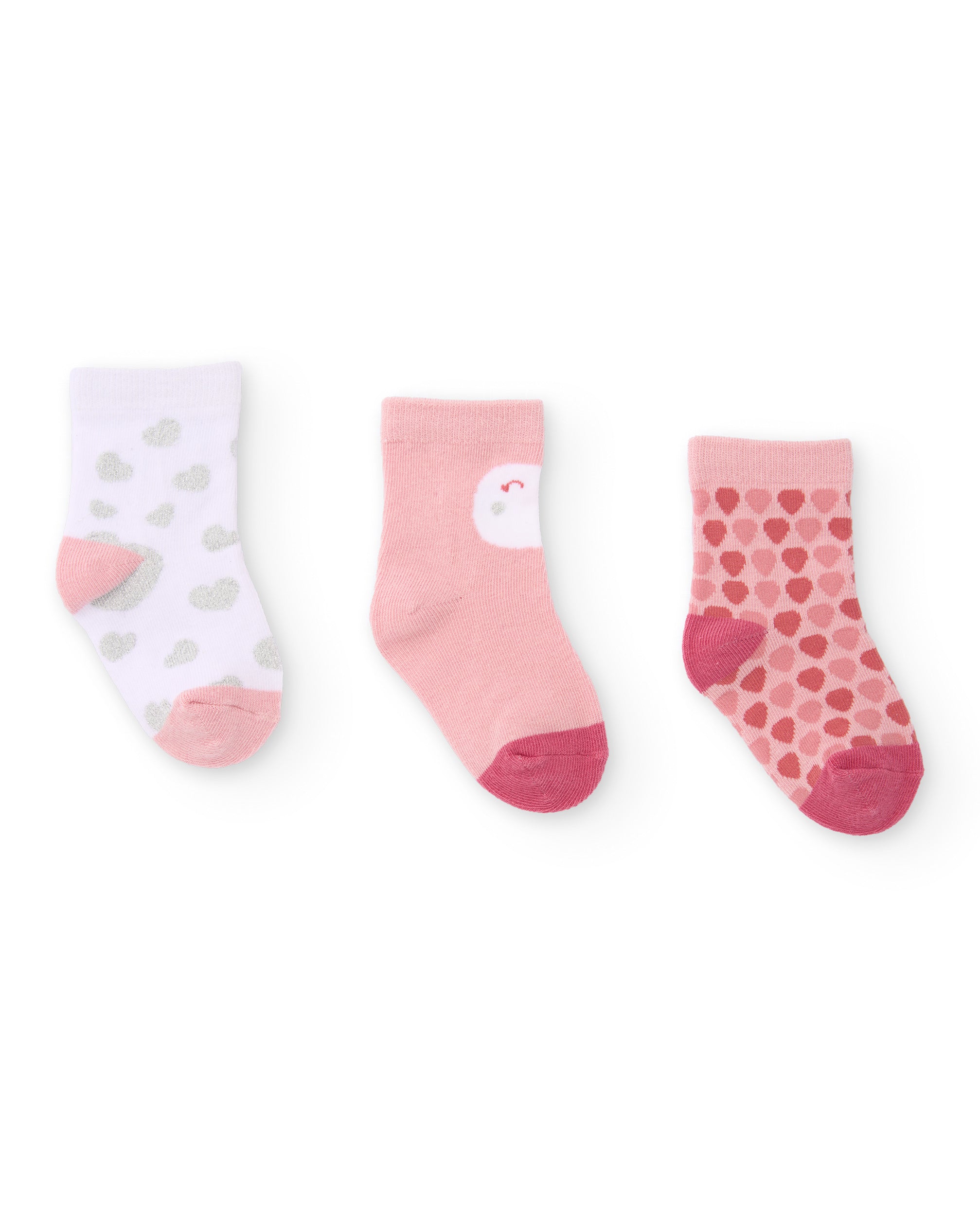Set de 3 pares de calcetines para recién nacido en tonos rosa y