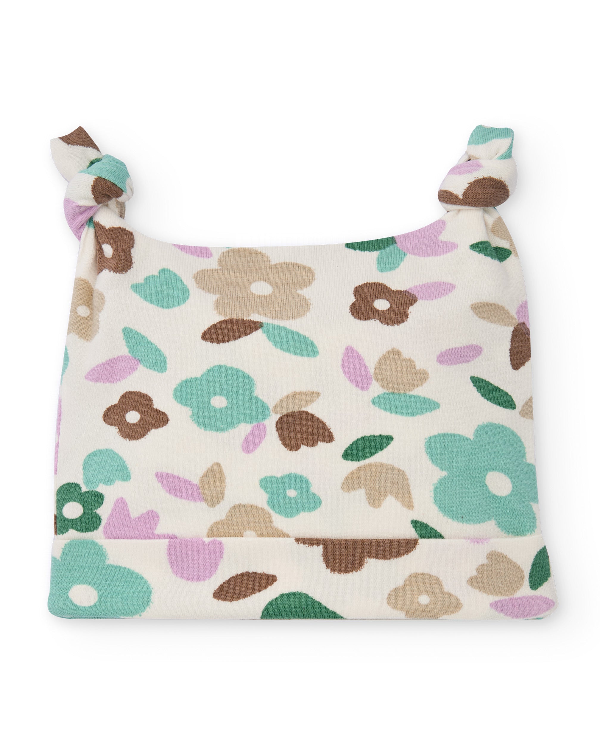 Gorro de algodón para bebé niña con estampado floral y nudos