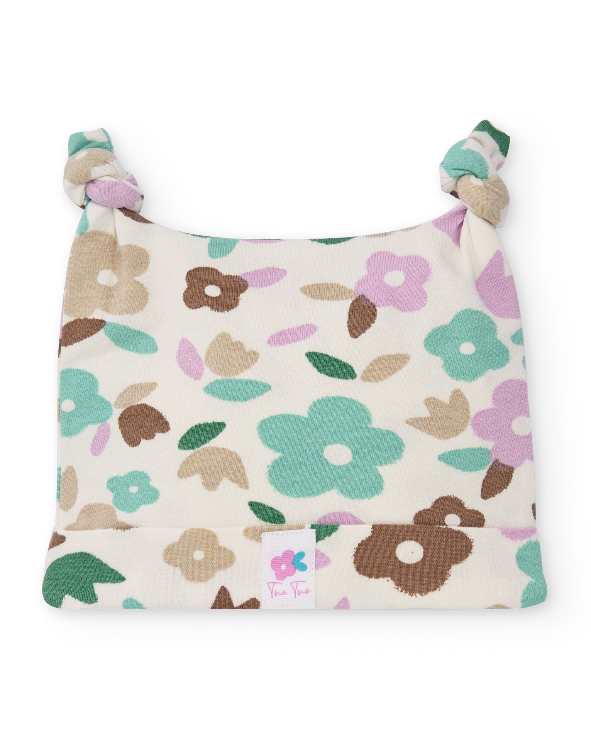 Gorro de algodón para bebé niña con estampado floral y nudos
