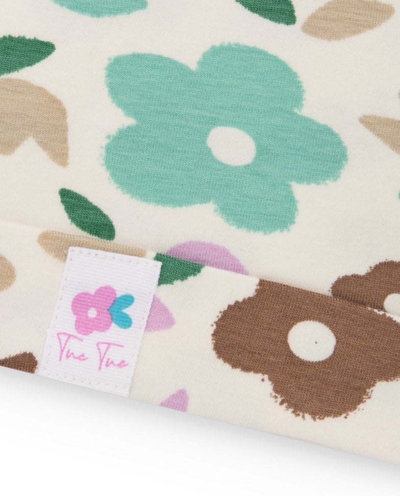Gorro de algodón para bebé niña con estampado floral y nudos