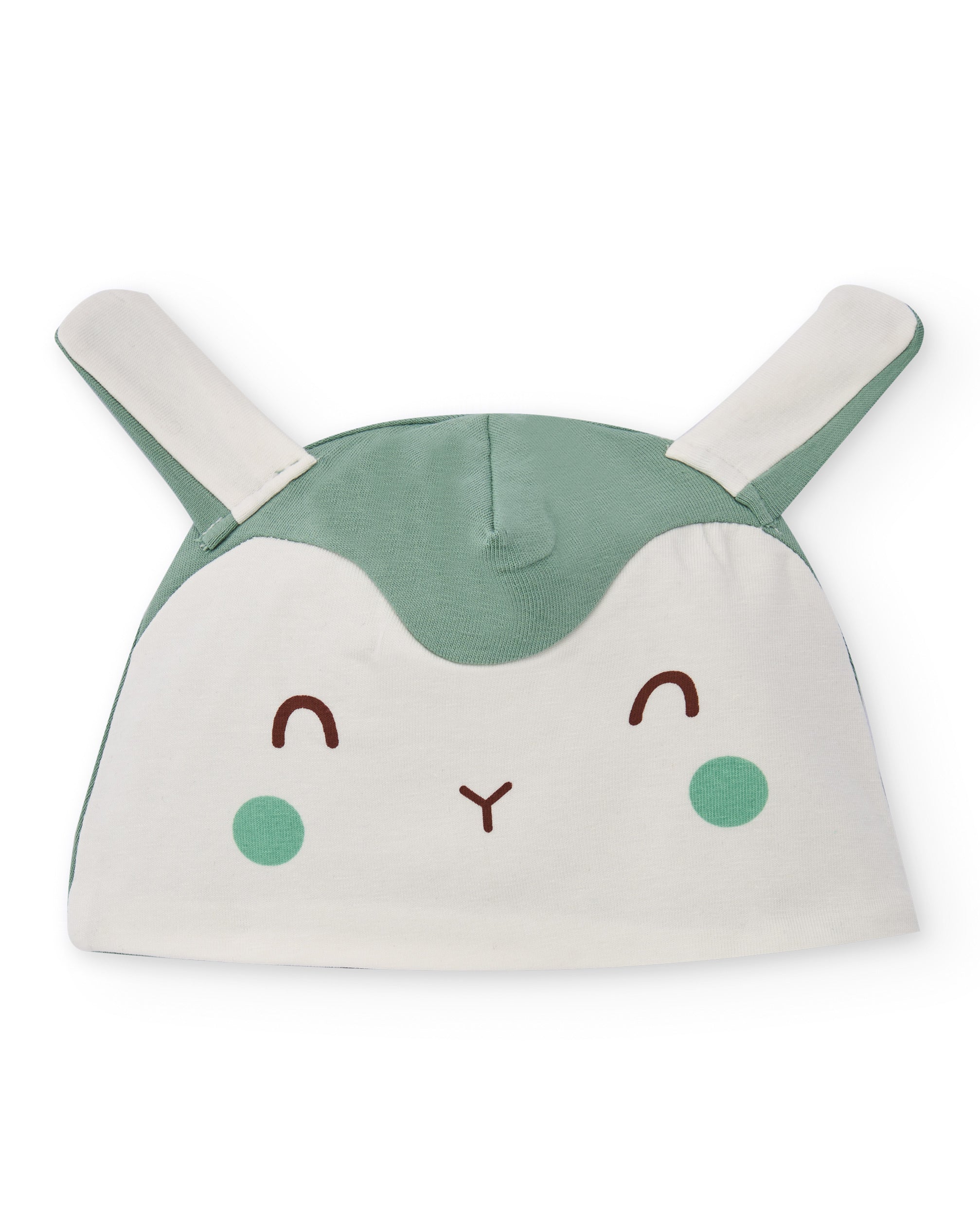 Gorro de algodón para recién nacido en tonos verde y blanco con