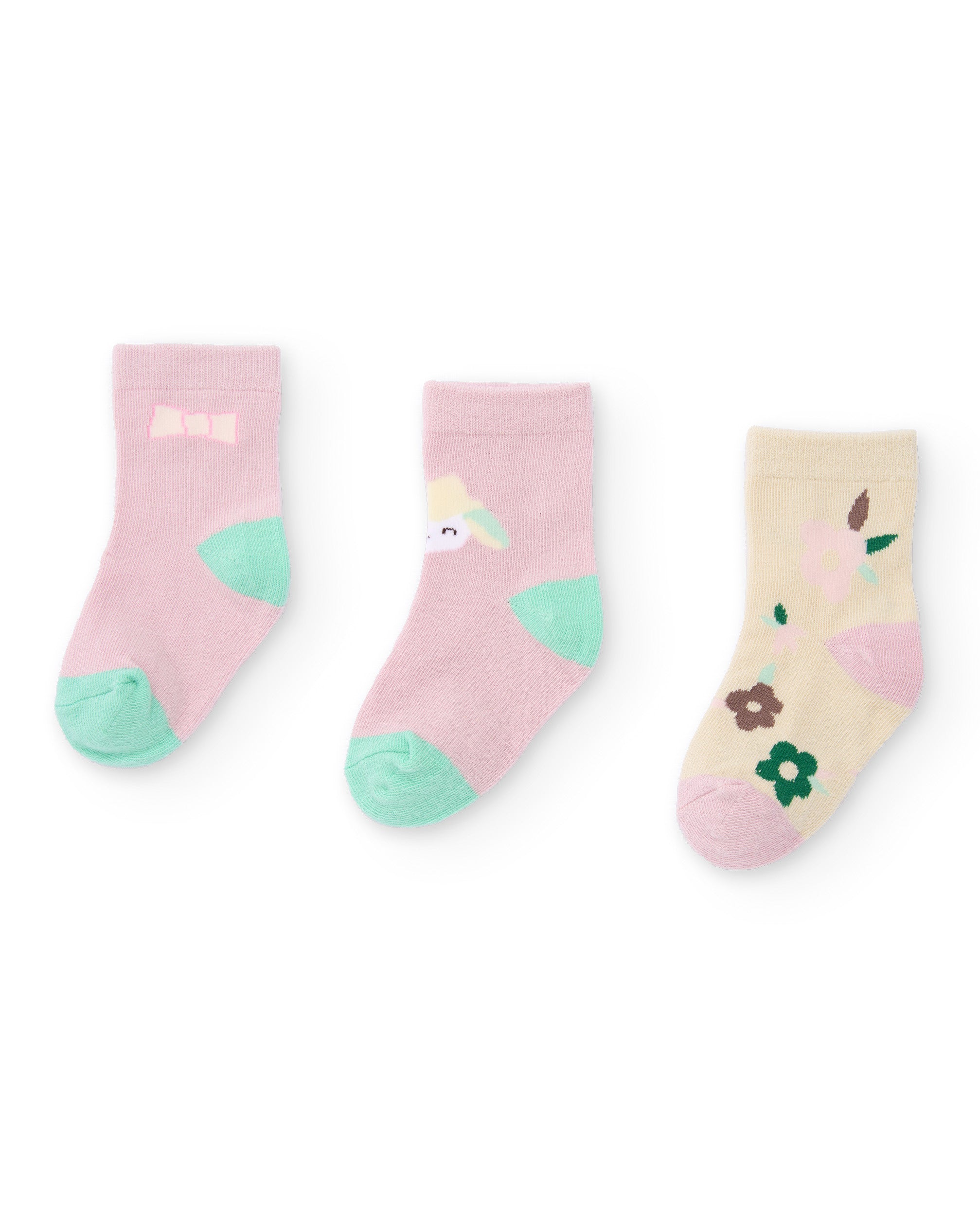 Set de 3 pares de calcetines para recién nacido en tonos rosa y