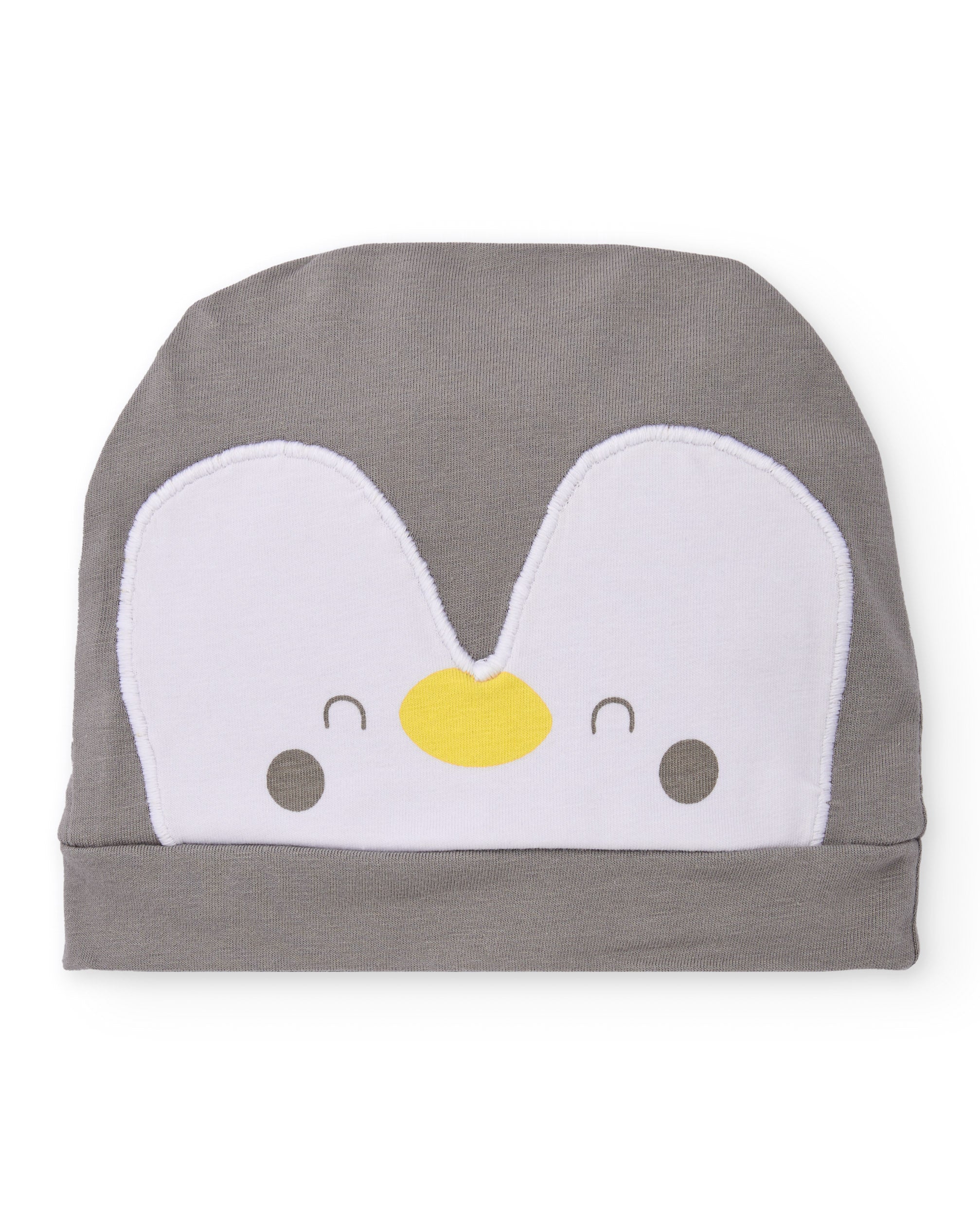 Gorro de punto para recién nacido color gris con aplique de