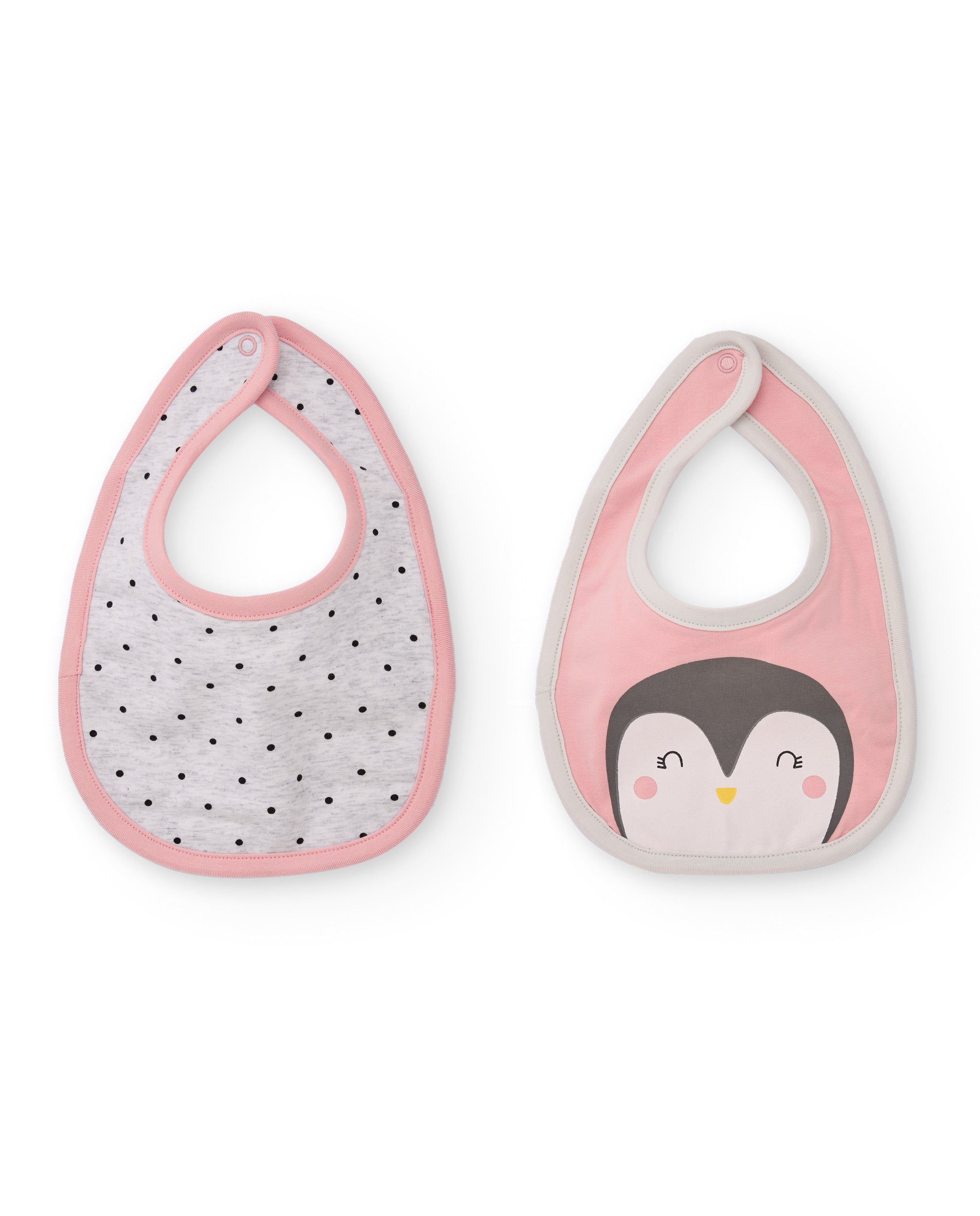 Set de dos baberos para bebé niña en tonos rosa con estampados