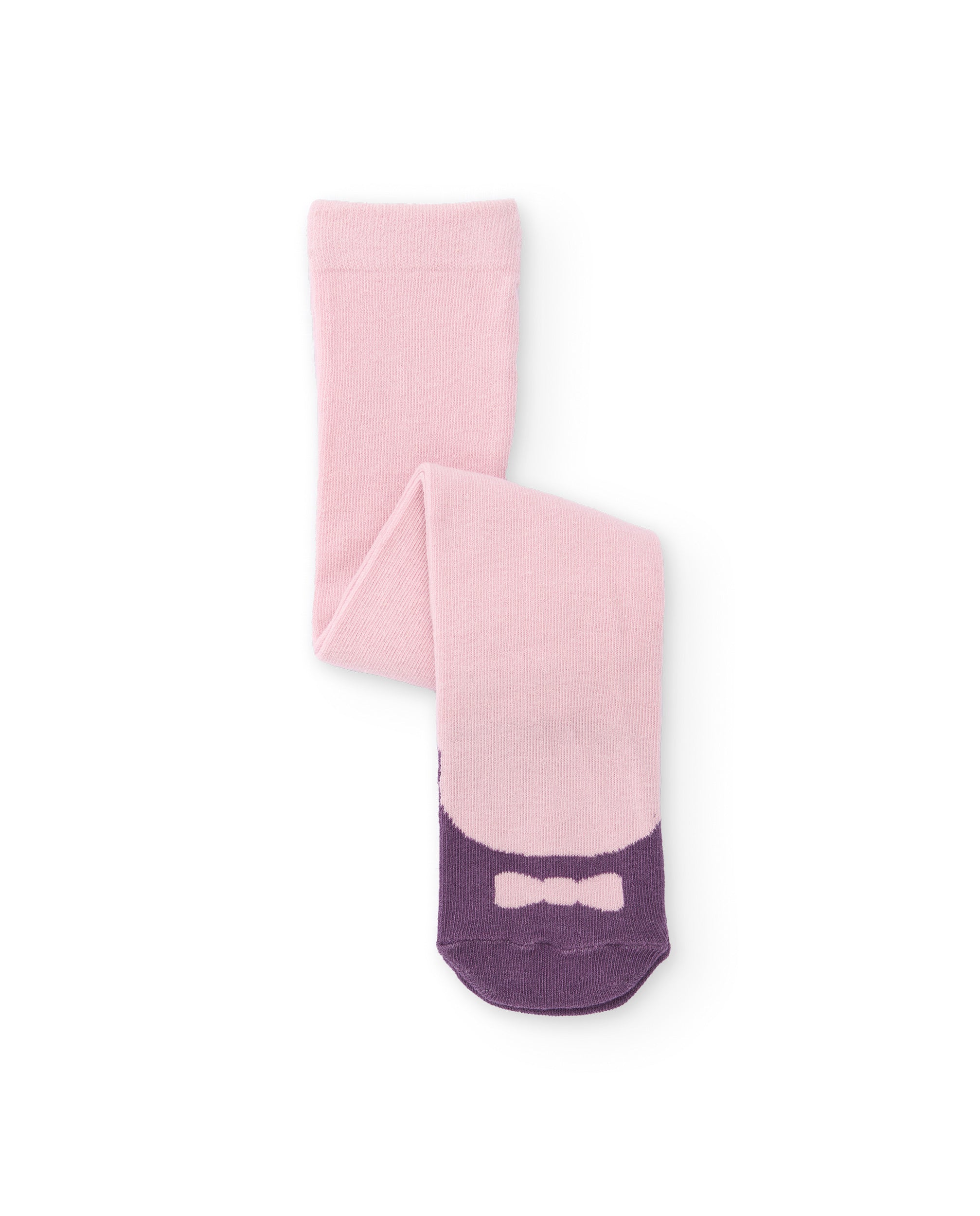 Medias de punto para niña en color rosa con diseño de moño