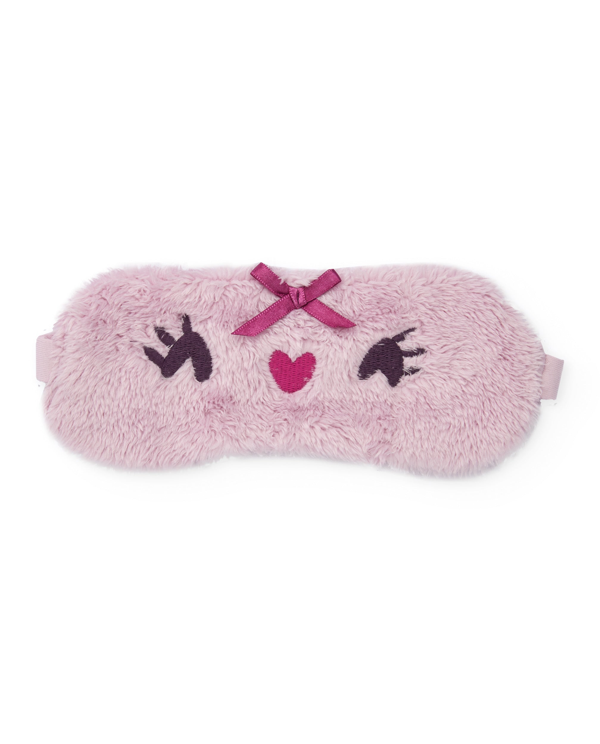Antifaz de peluche para niña color rosa con bordado de carita