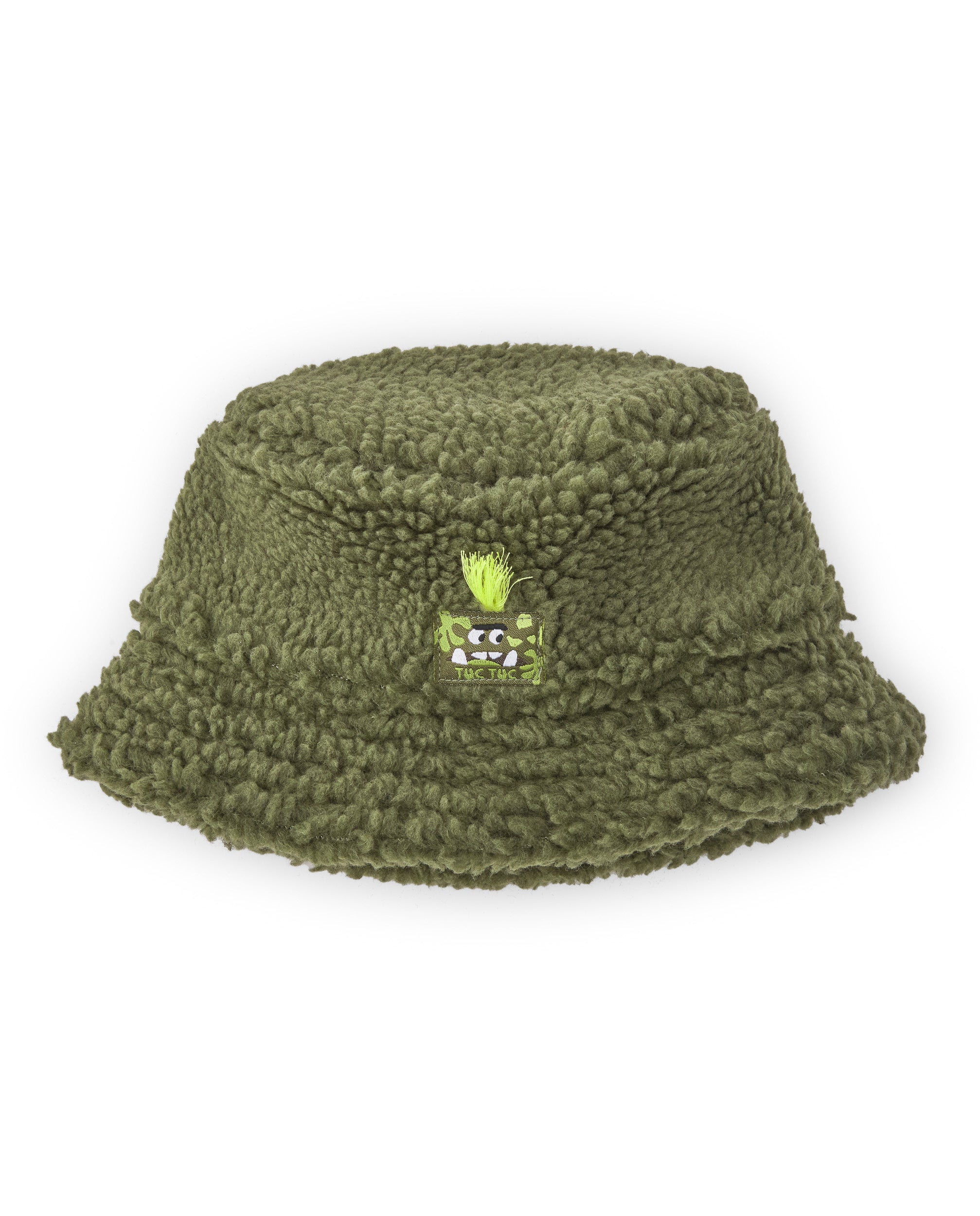 Sombrero para niño en verde de borreguito con carita bordada y