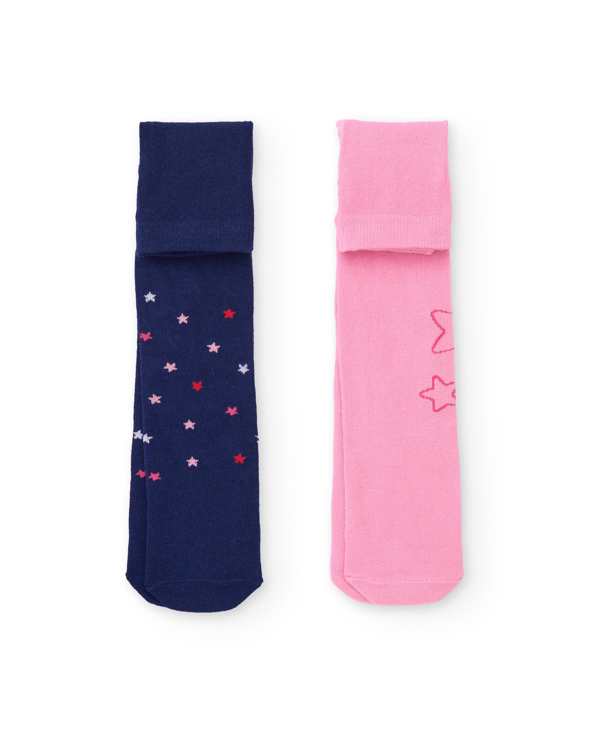 Pack de dos leotardos para niña en azul marino y rosa con