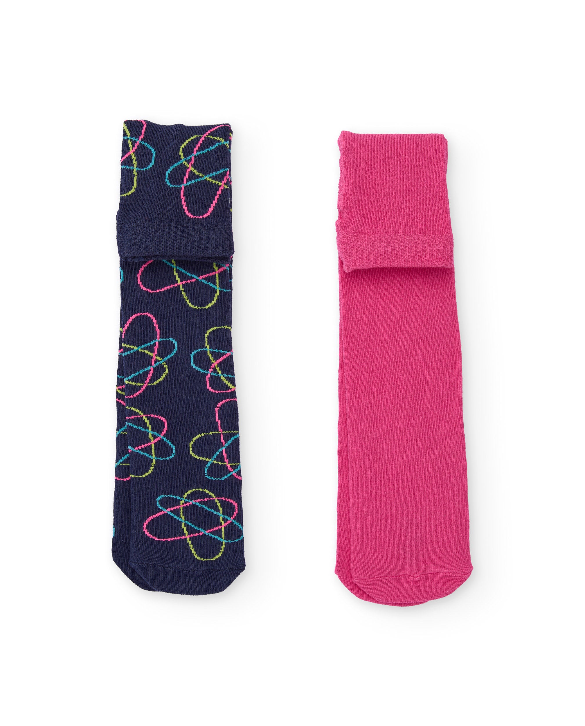 Pack de dos leotardos para niña en colores rosa liso y azul