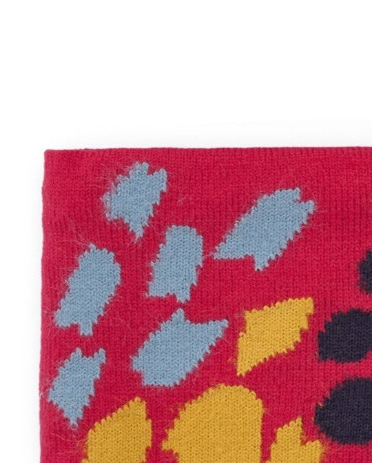 Cuello tubular para niña en rojo con estampado abstracto