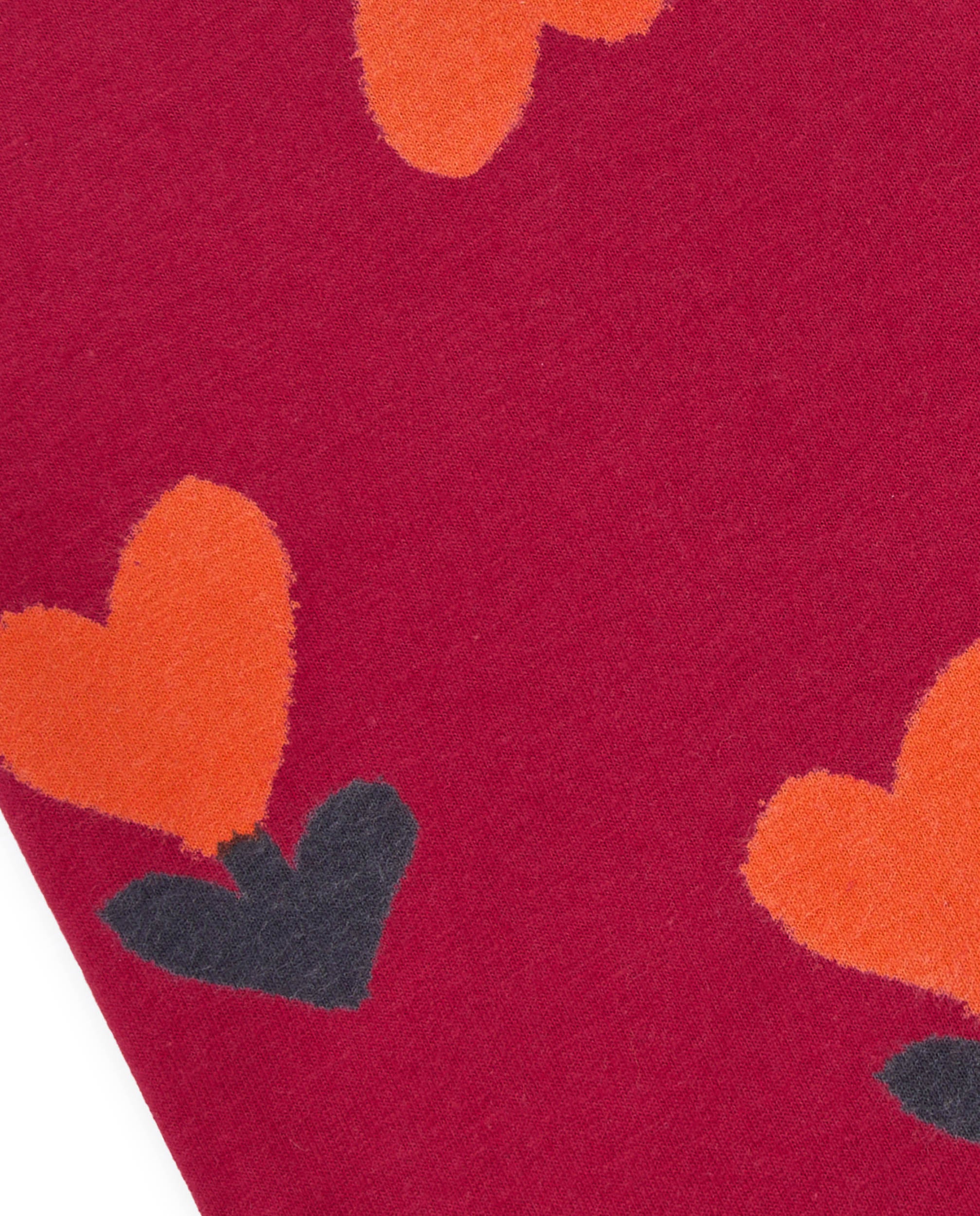 Cuello tubular para niña en rojo con estampado de corazones