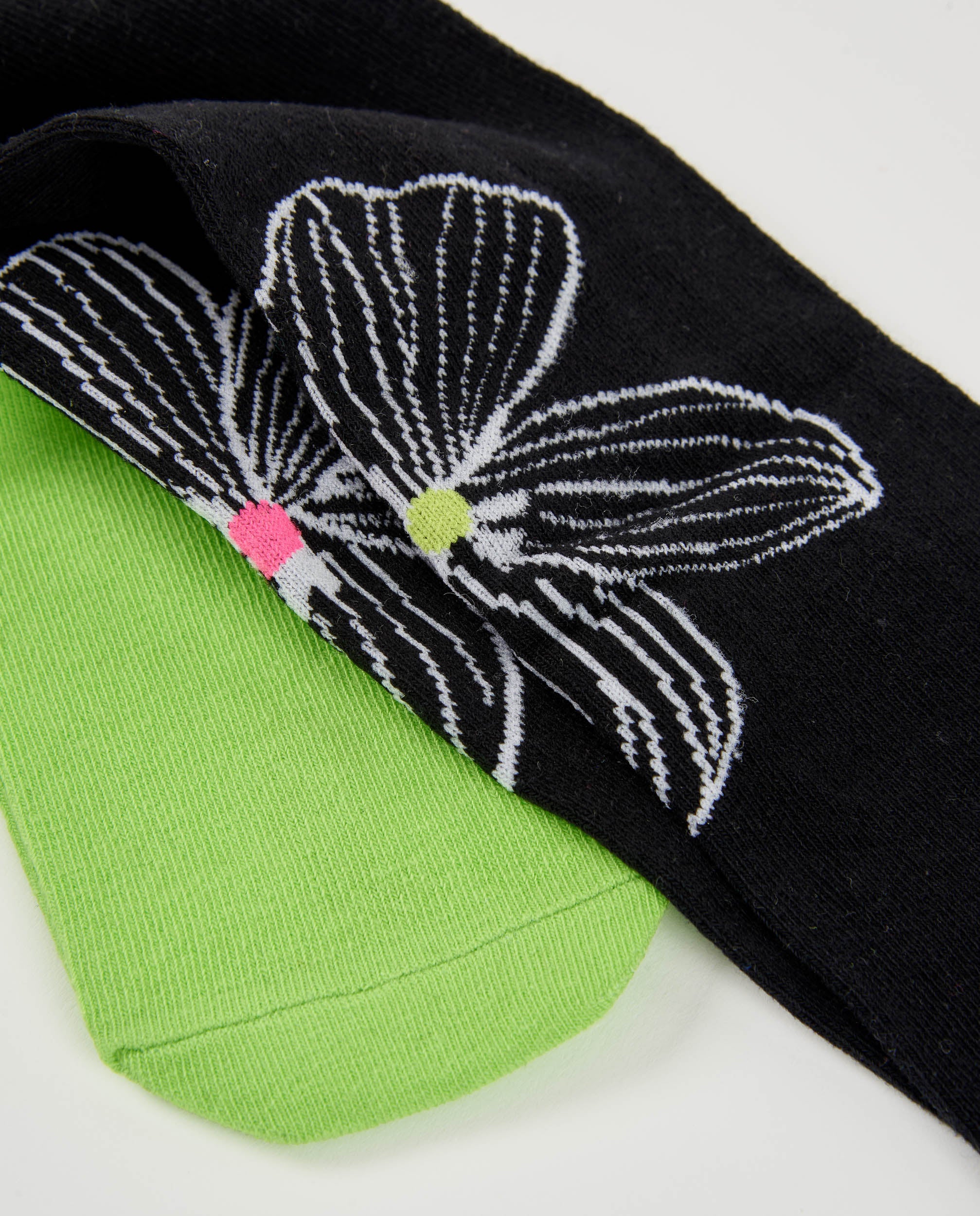 Pack de leotardos para niña en negro con flor y verde liso