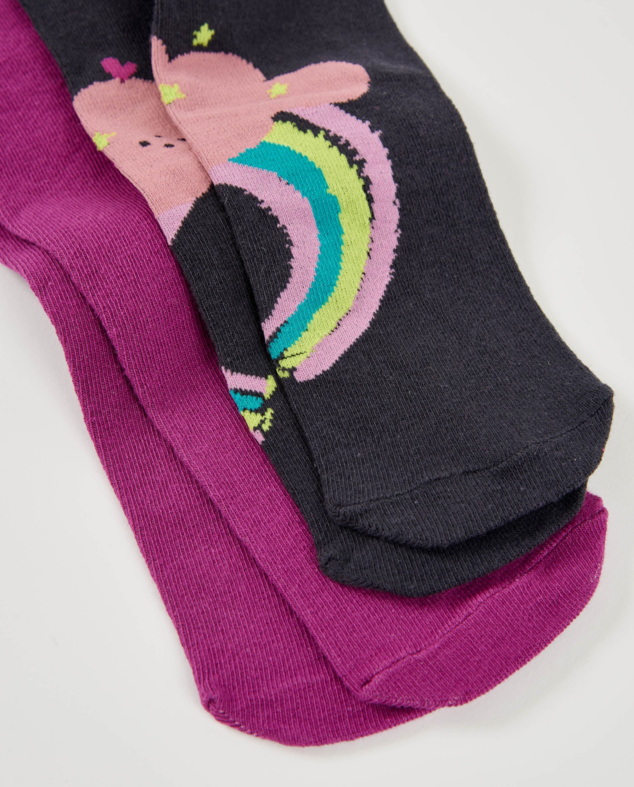 Pack de dos leotardos para niña en fucsia y negro con diseño