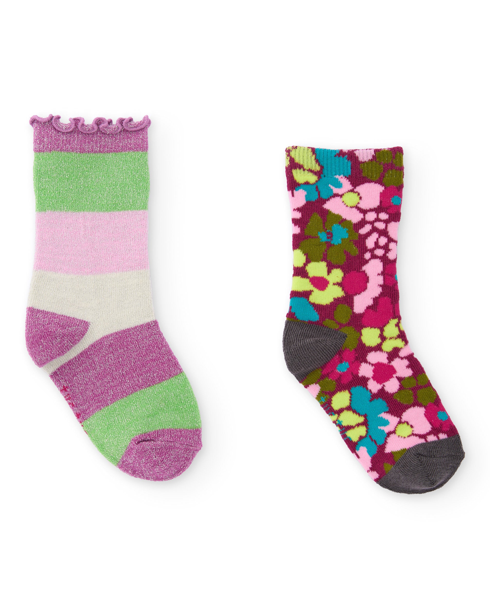Pack de calcetines para niña con flores y rayas en colores vivos