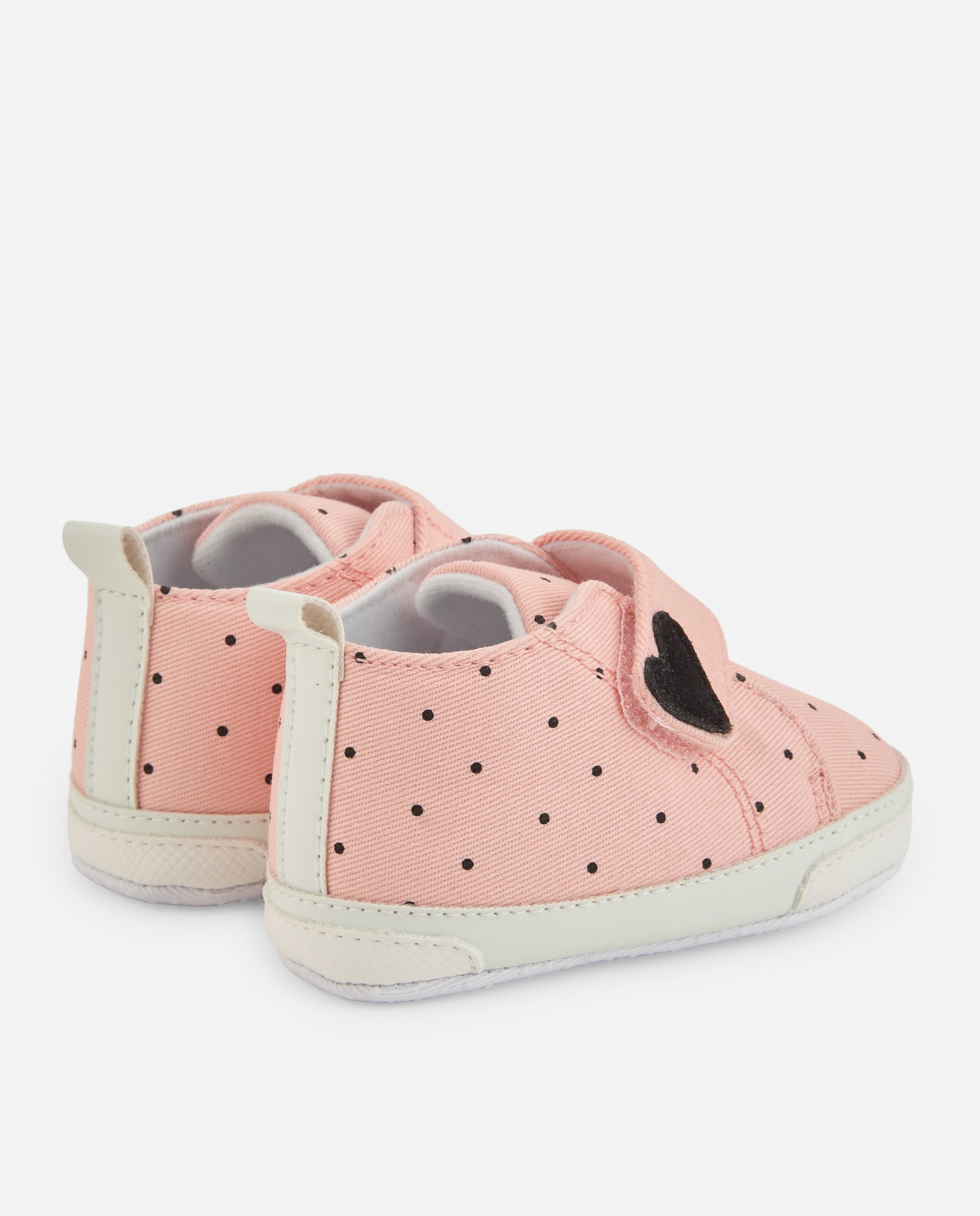 Zapato para recién nacido color rosa con estampado de lunares