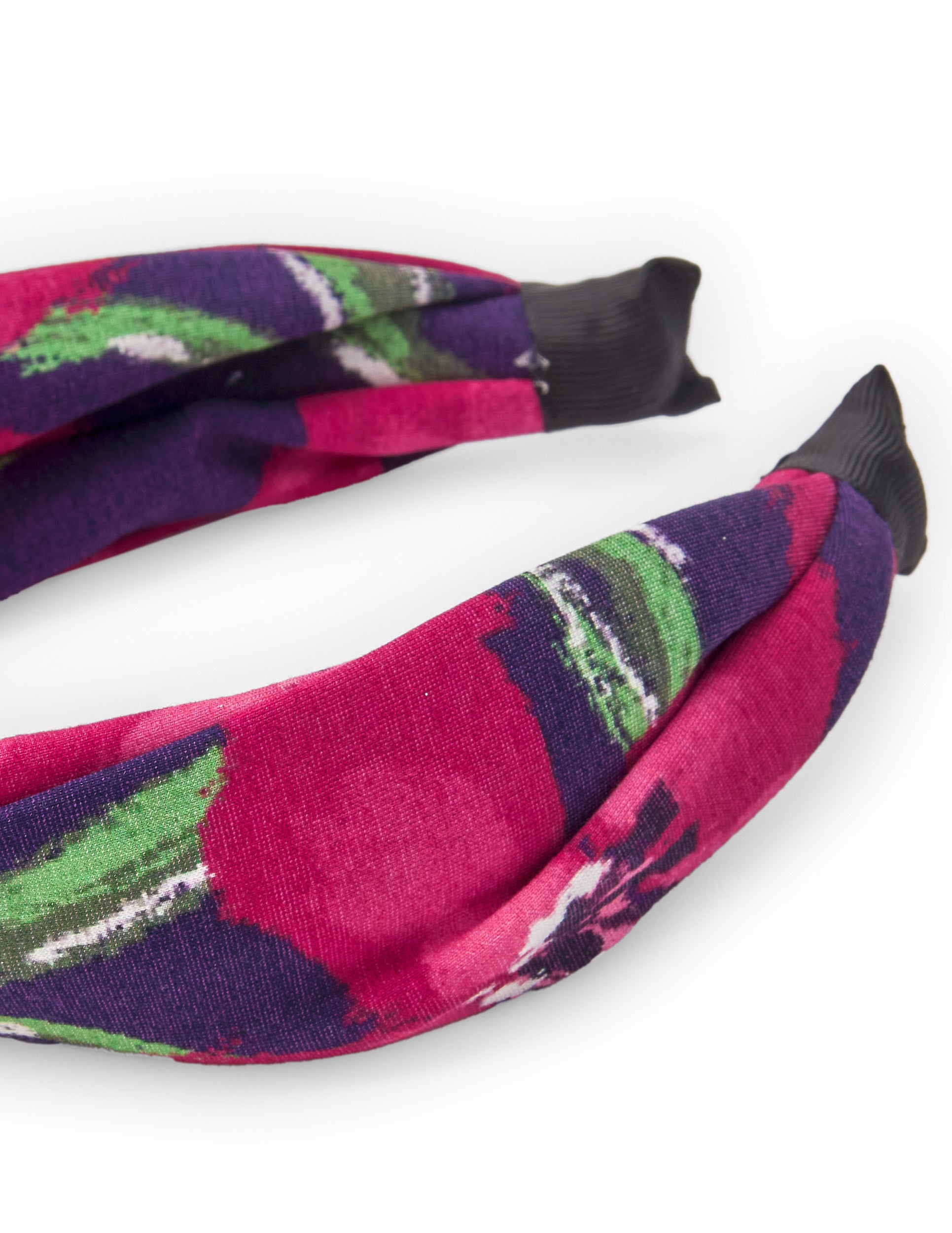 Diadema de niña con estampado floral en tonos rojos