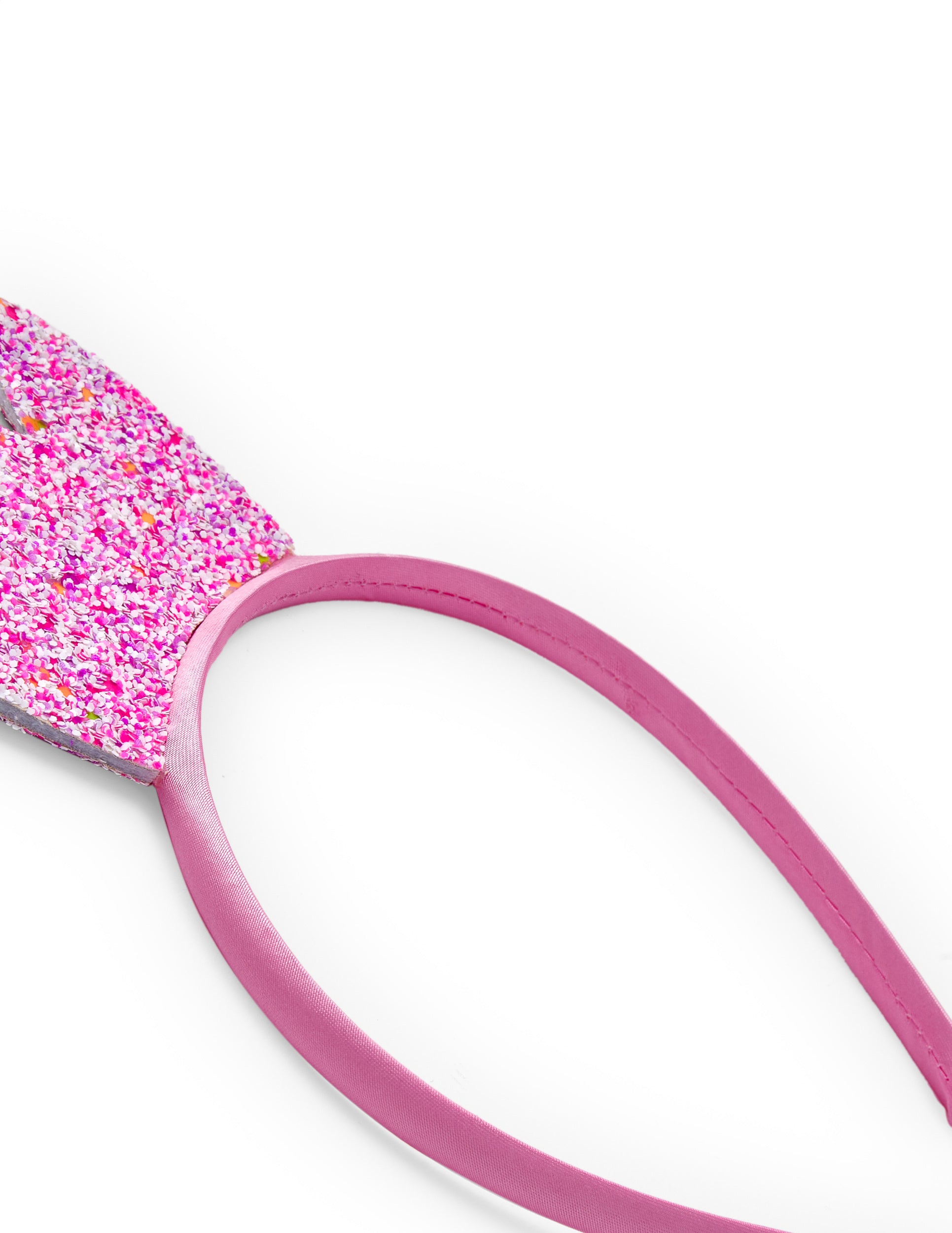 Diadema para niña color rosa con corona en glitter multicolor