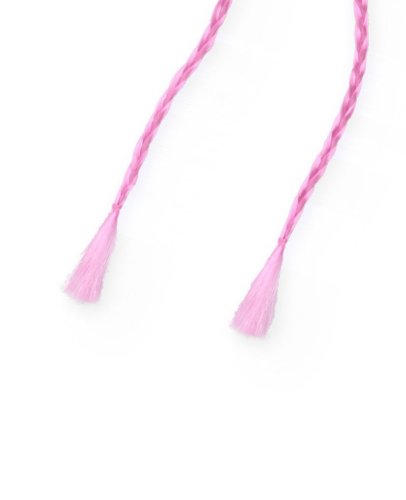 Pinzas para niña con trenza rosa y corona en glitter multicolor
