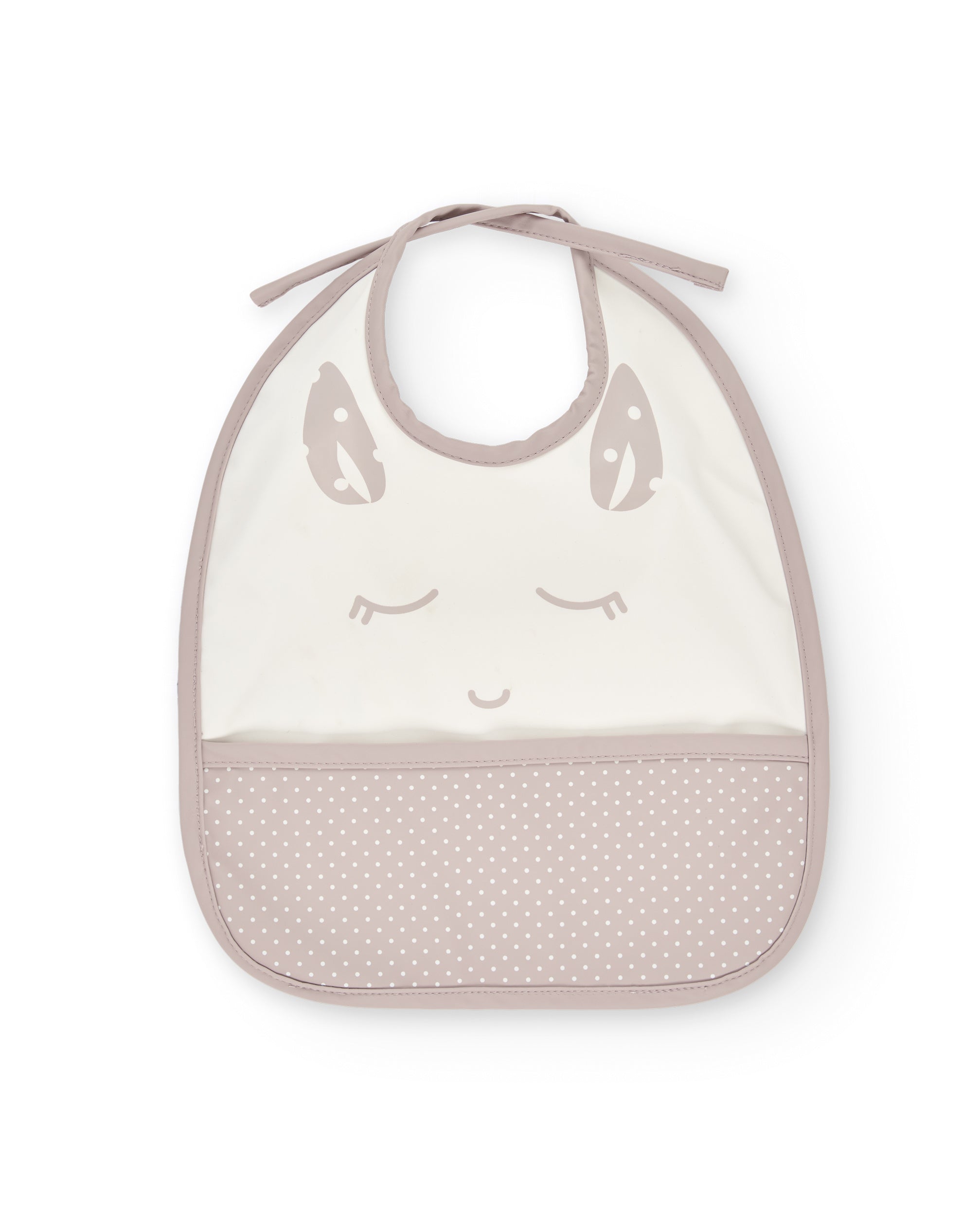 Babero impermeable con estampado de carita y bolsillo