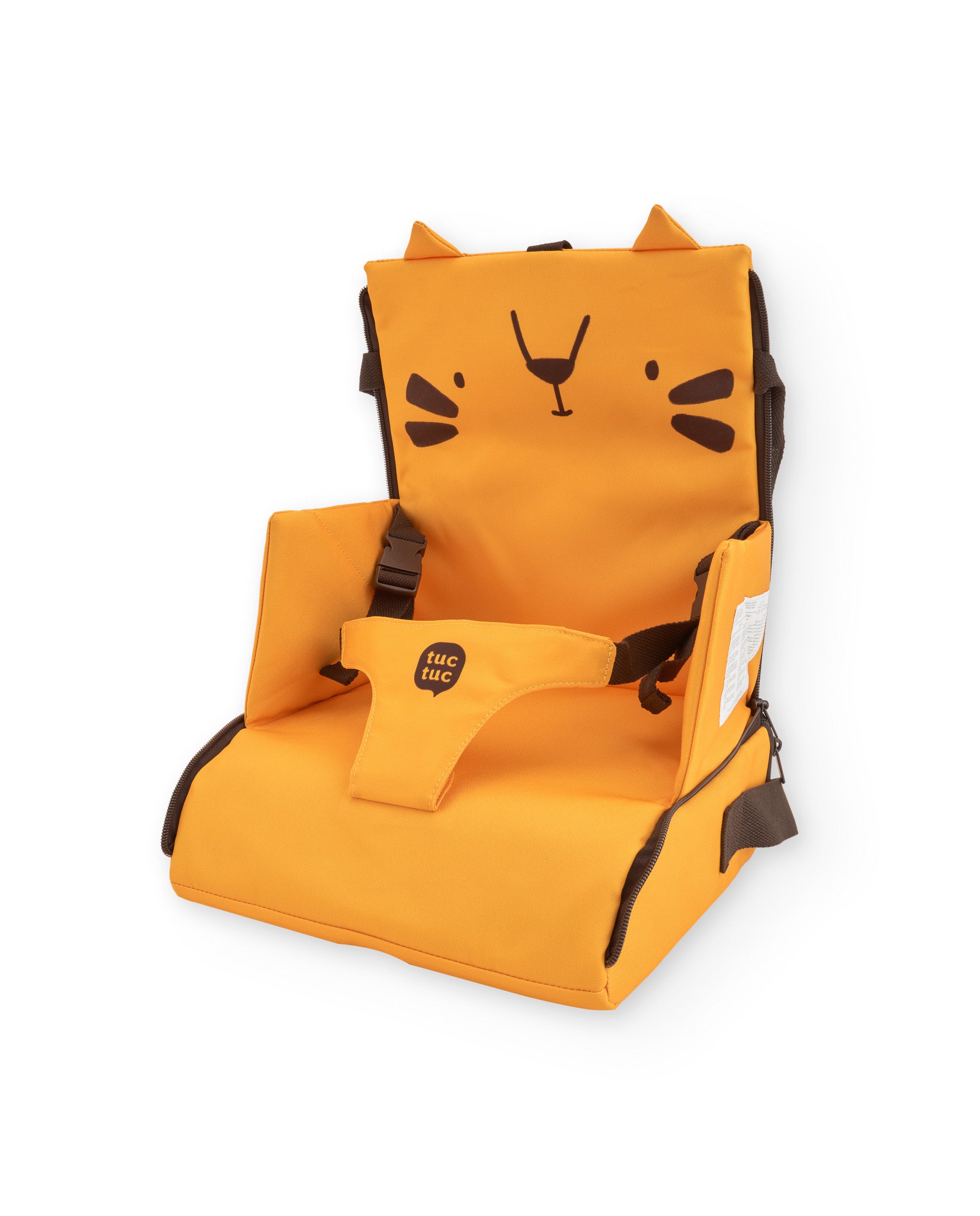 Trona portátil de viaje con diseño de tigre en tonos naranja y