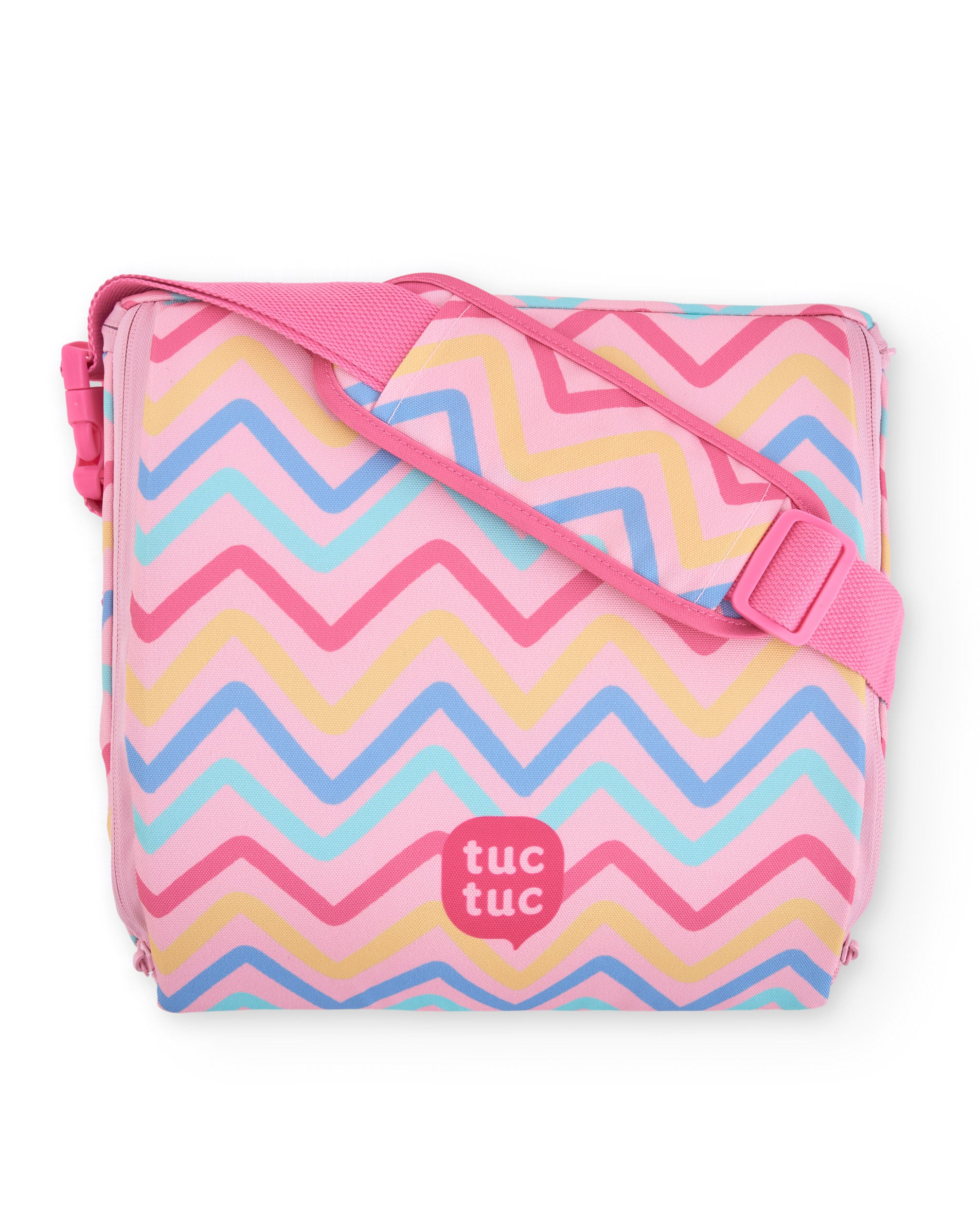 Trona portátil de viaje con diseño zigzag multicolor