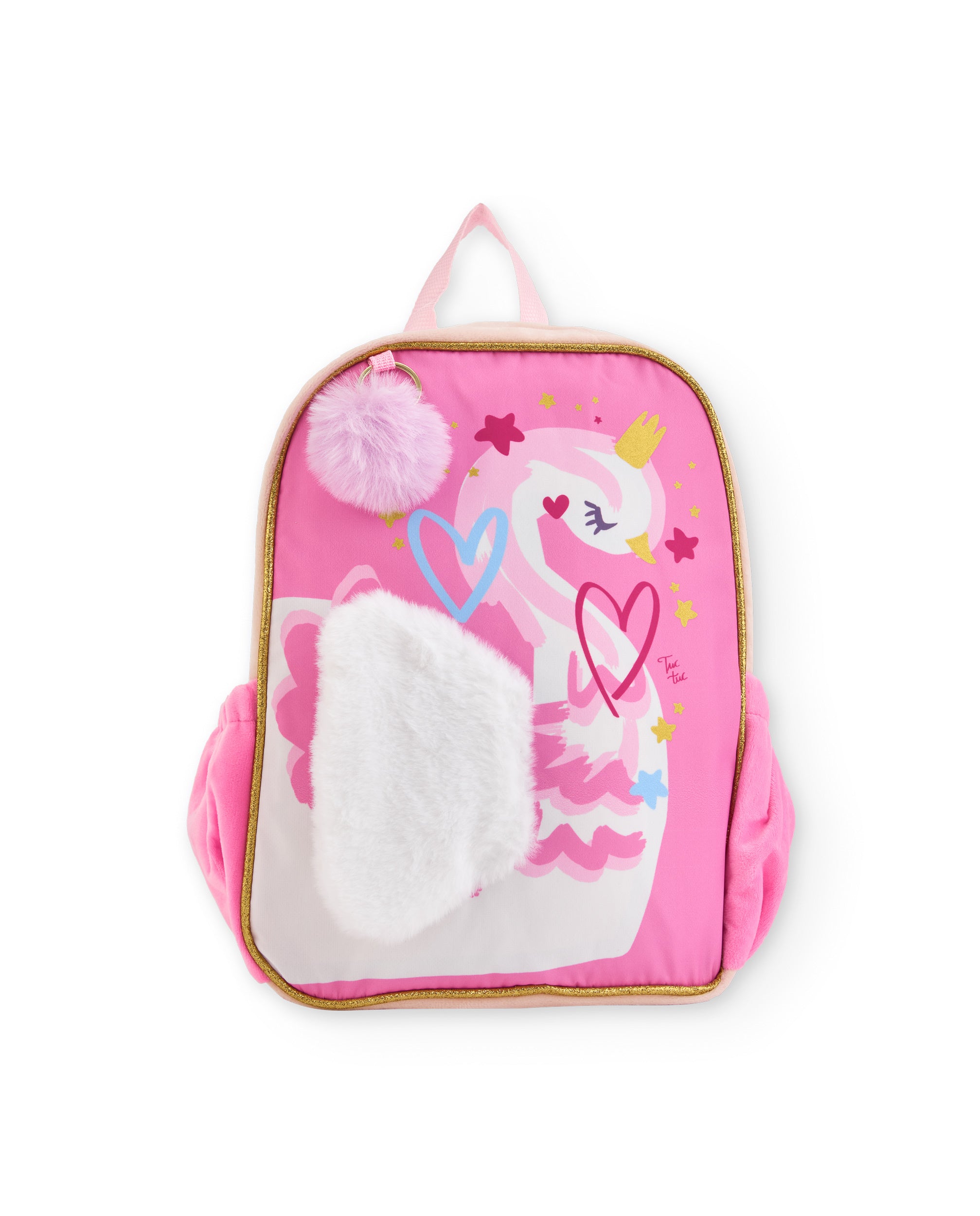 Mochila para niña en rosa con estampado de cisne