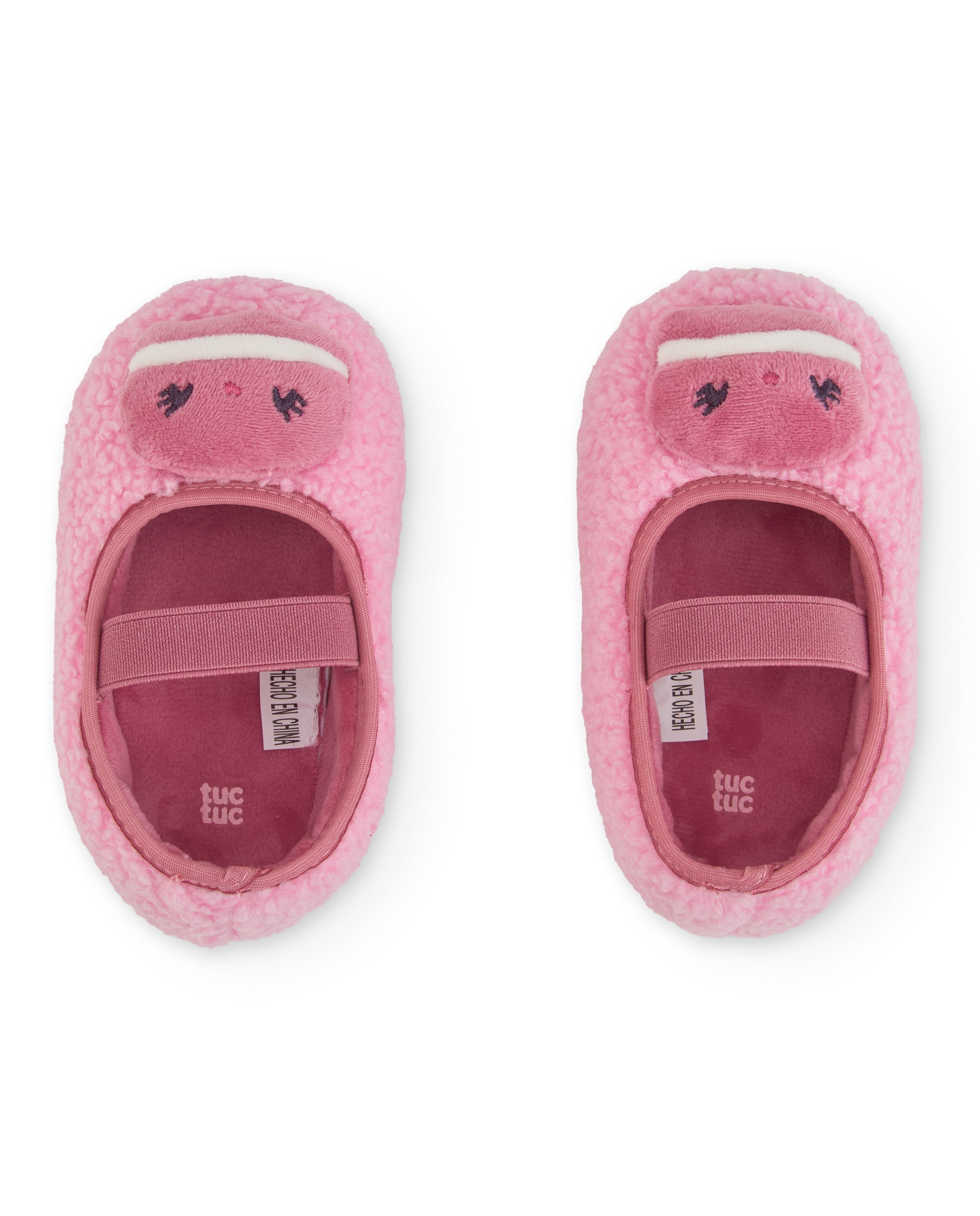 Zapatillas de niña color rosa con tejido borreguito
